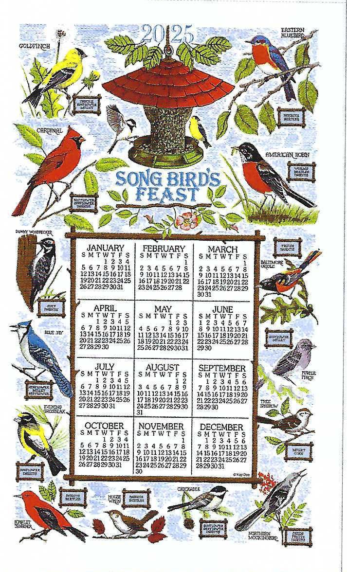 Songbird's Feast 2025 Wall Calendar with Towel - Beautiful Bird Photography for Home & Office Decor, Perfect Gift for Nature Lovers