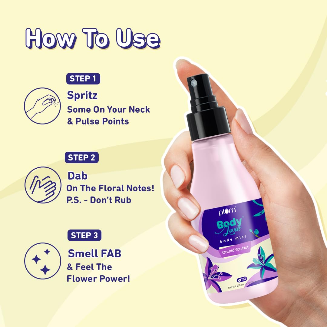 Plum BodyLovin' Orchid-You-Not Body Mist for Women - Long Lasting Floral Perfume with Red Apple, Freesia & Musk Notes | Travel-Friendly 100ml Body Spray | Perfect for Daily Use, Office, Date Night & Gift Giving