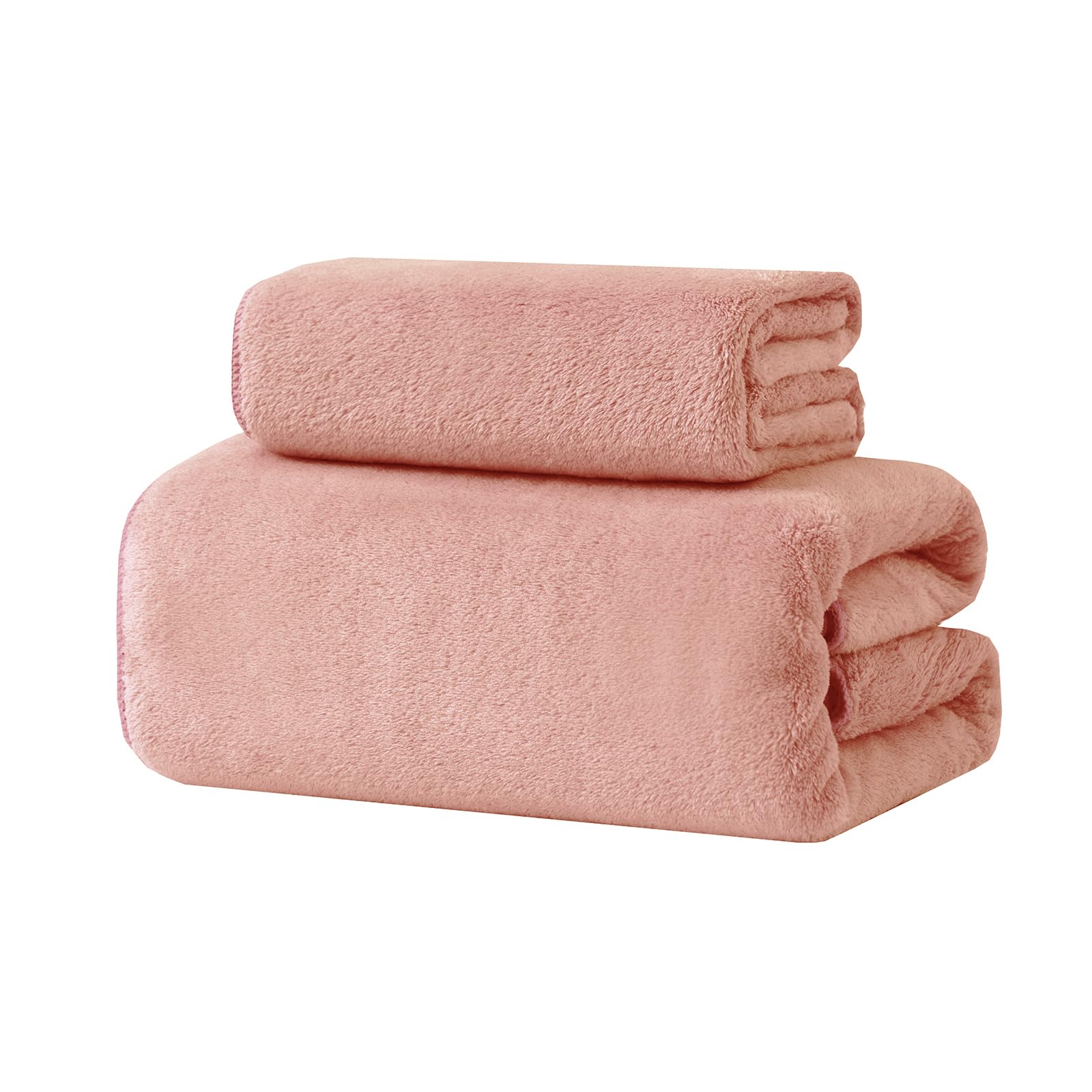 2-Pack Quick-Dry Microfiber Bath Towels - Ultra Soft & Highly Absorbent Shower Towel Set for Gym, Travel & Beach (Coral) - Perfect for Home, Spa & Swimming Pool Use