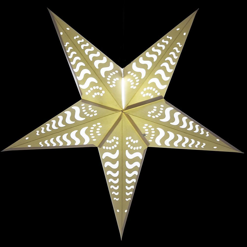 24 Pack White Tidal Wave Cut-Out Paper Star Lanterns - Elegant Hanging Decor for Weddings, Parties, Baby Showers & Home Decoration - Perfect for Indoor and Outdoor Celebrations