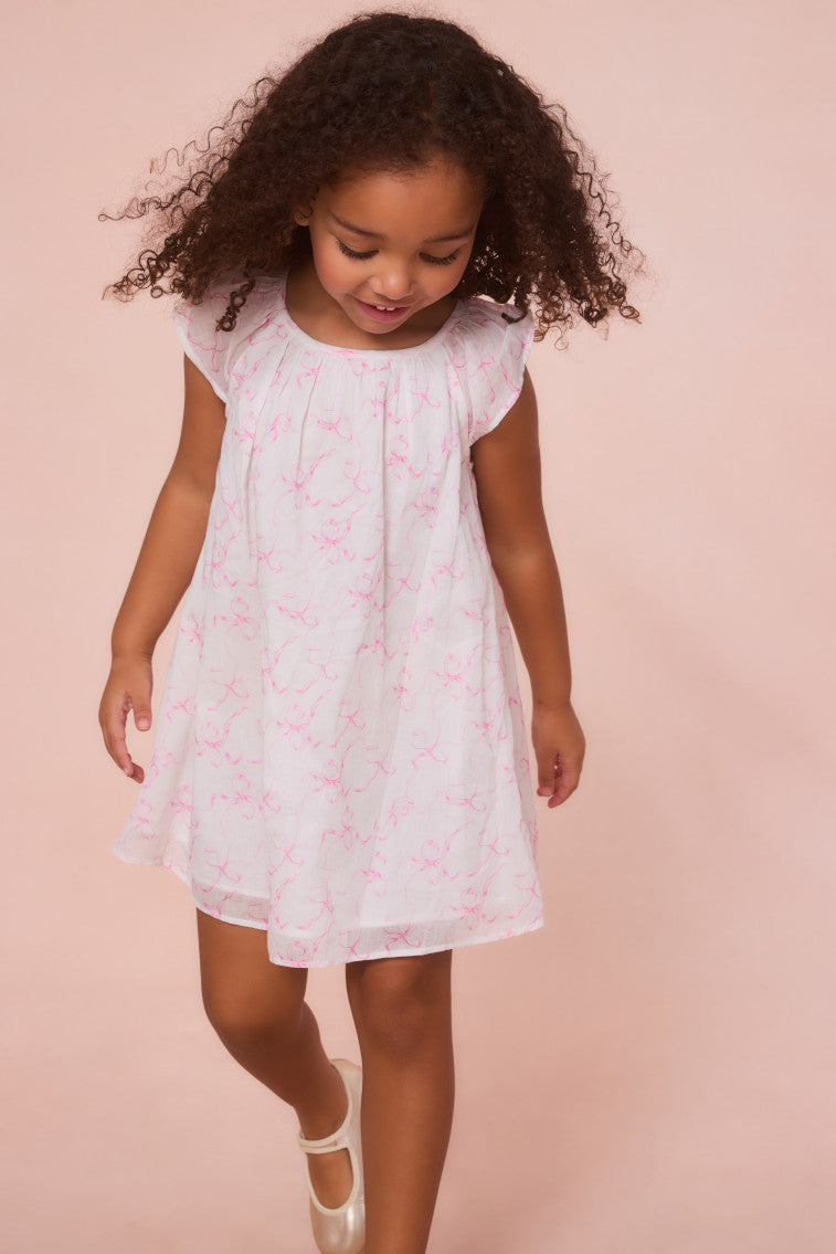 Girls' Floral Bow Print Mini Dress - Cute Summer Party Outfit for Kids & Toddlers | Perfect for Birthday, Photo Shoot & Special Occasions