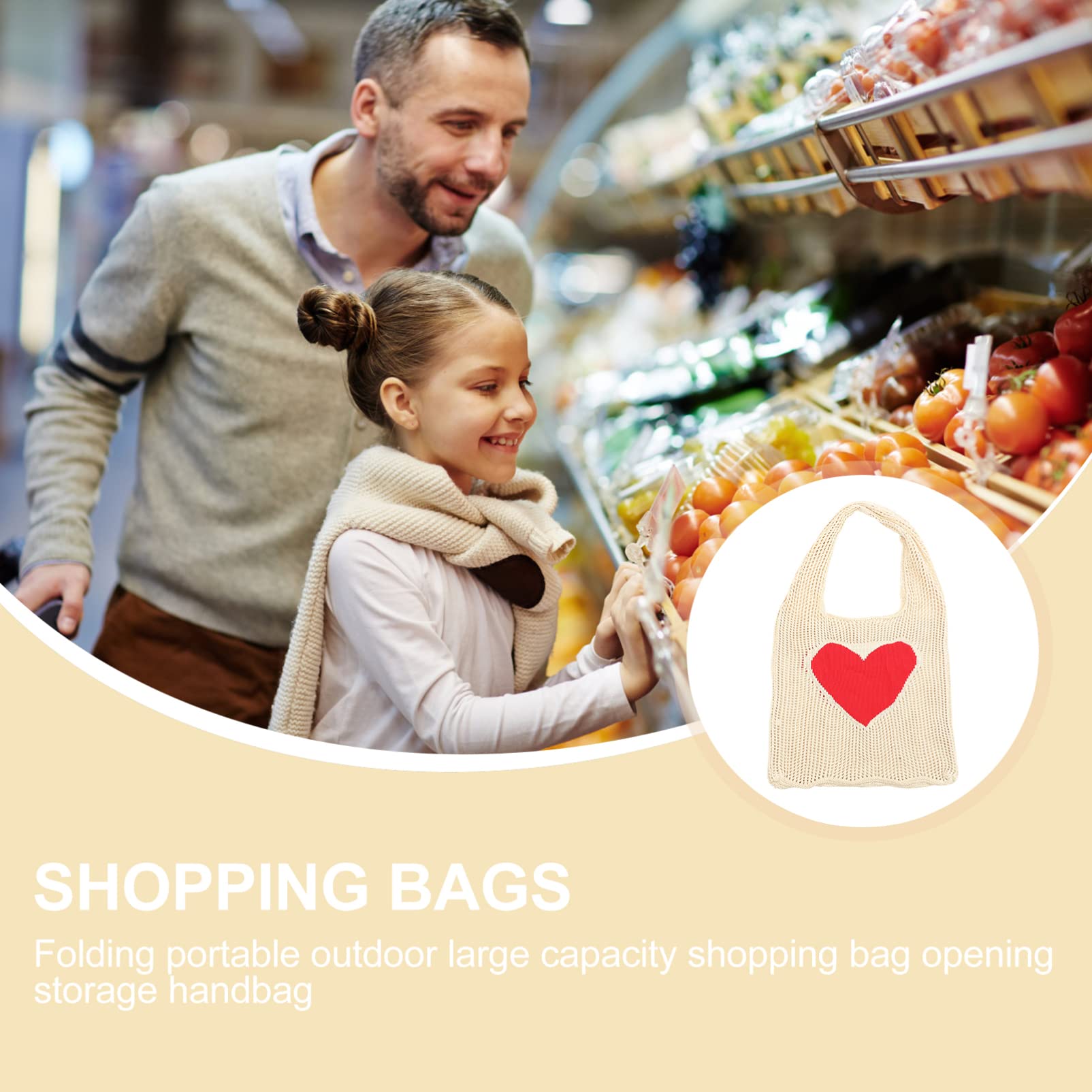 SHERCHPRY Reusable Mesh Grocery Bags - Large Eco-Friendly Produce Bags with Long Handles for Farmers Market, Grocery Shopping & Beach Use - Washable Net Tote Bags for Fruits, Vegetables & Bulk Items