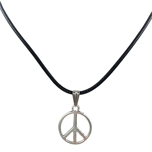 Women's Leather Choker Necklace with Peace Charm - Retro Black Pendant Cord for Casual & Boho Style | Perfect for Everyday Wear, Layering & Gift Giving