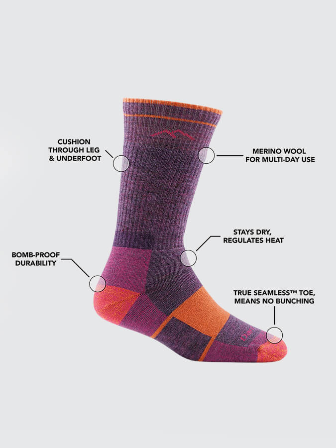 Darn Tough 1907 Hiker Boot Midweight Cushion Hiking Socks for Women - Perfect for Outdoor Adventures, Hiking & Backpacking