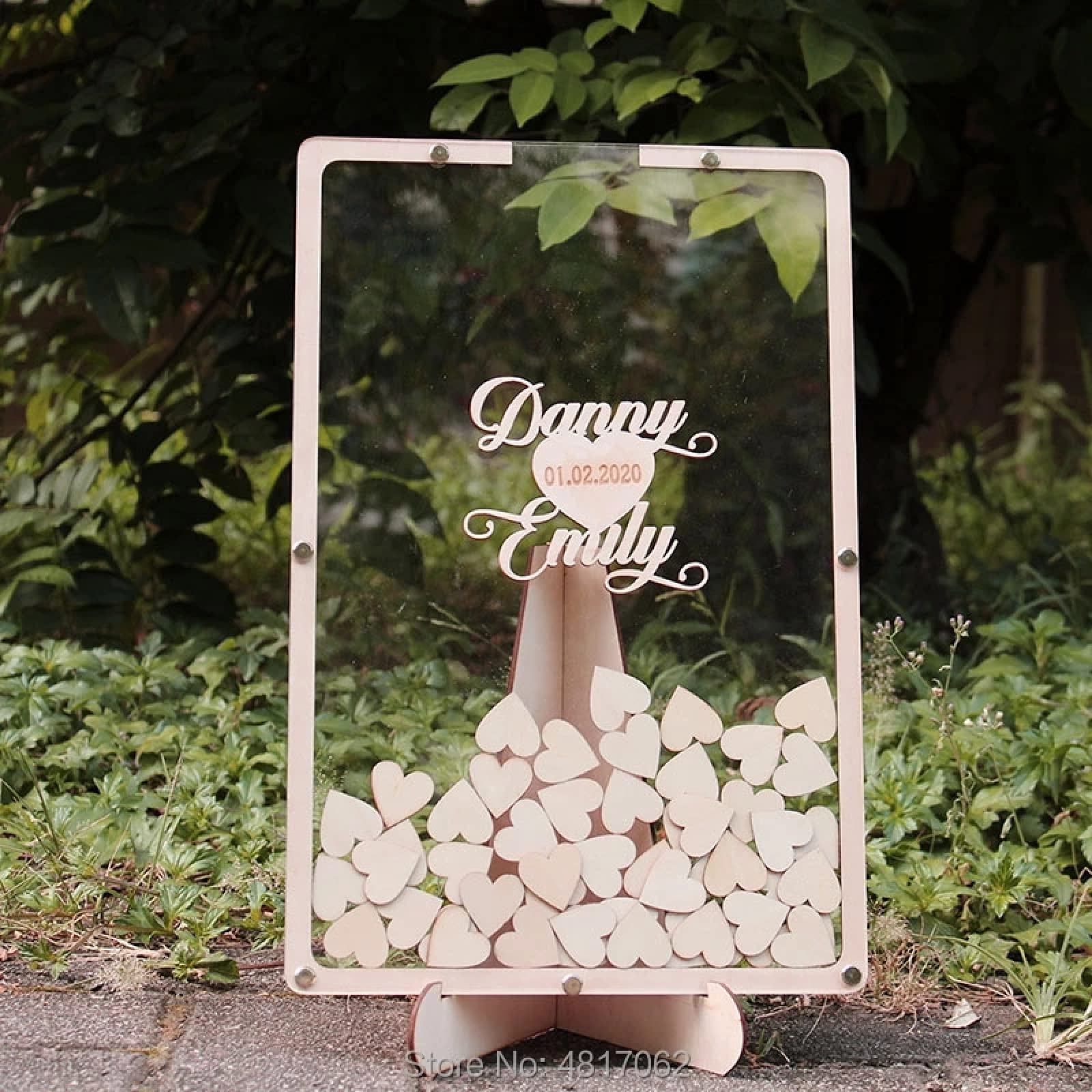 Wedding Guest Book Drop Box - Heart-Shaped Alternative Guest Book with 30 Falling Hearts - Perfect for Wedding Receptions, Anniversaries & Romantic Events