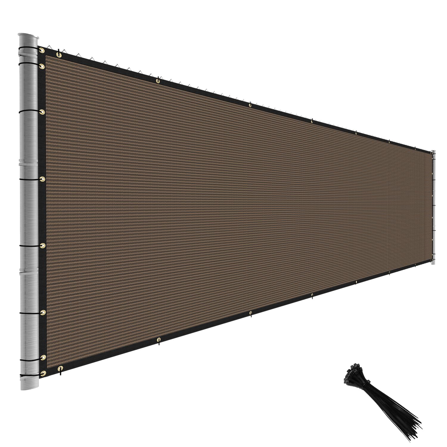 8FT x 111FT Brown Privacy Fence Screen - Heavy Duty Outdoor Mesh Netting for Backyard, Garden & School - Blocks Views While Allowing Airflow - Includes Zip Ties for Easy Installation - Perfect for Patio, Pool Area & Property Boundaries