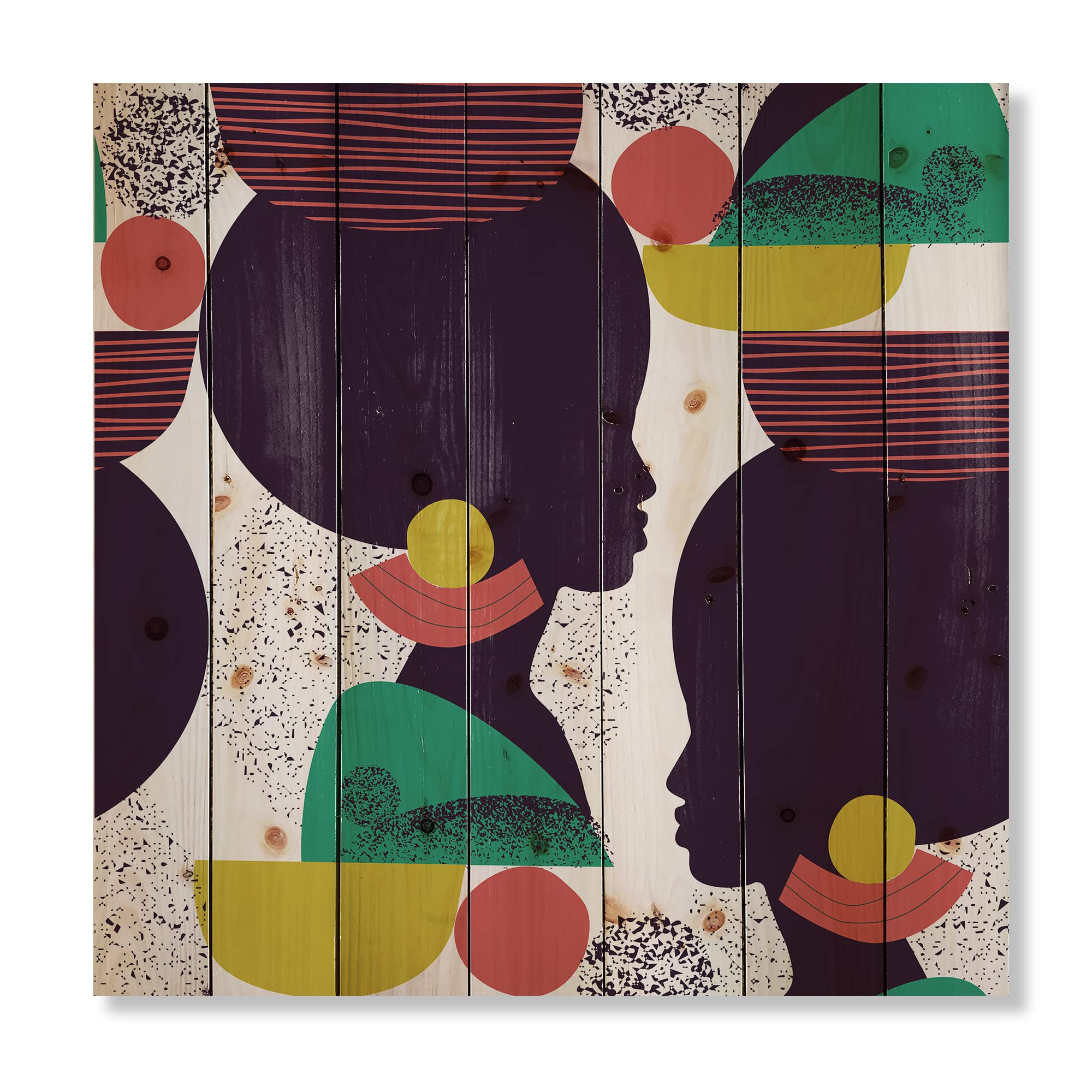 Ethnic Geometric Afro American Wood Wall Art - Modern Abstract Decor for Living Room