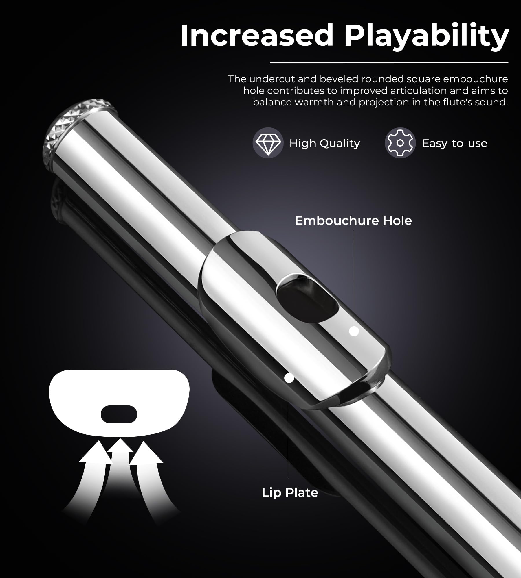 Vangoa 16-Key Silver Plated C Flute - Open/Closed Hole Student Flute for Beginners & Kids | Includes Hard Case, Cleaning Kit, Tuning Rod & Gloves | Perfect for School Band, Orchestra Practice & Music Lessons