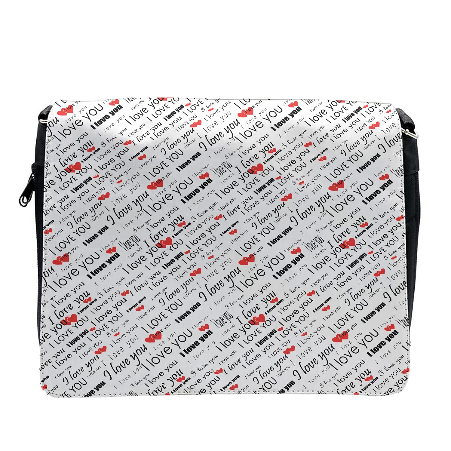 Ambesonne I Love You Cross Body Messenger Bag - Romantic Hearts Design, Unisex Purse for Men & Women | Perfect for Travel, Work & Everyday Use