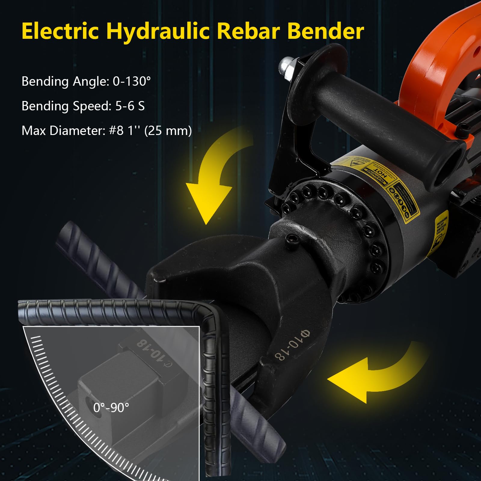 GARVEE 1500W Electric Hydraulic Rebar Bender - 1 Inch (25mm) Steel Bar Bending Machine for Construction & DIY Projects | Heavy Duty Rebar Tool for Building, Concrete Work & Metal Fabrication