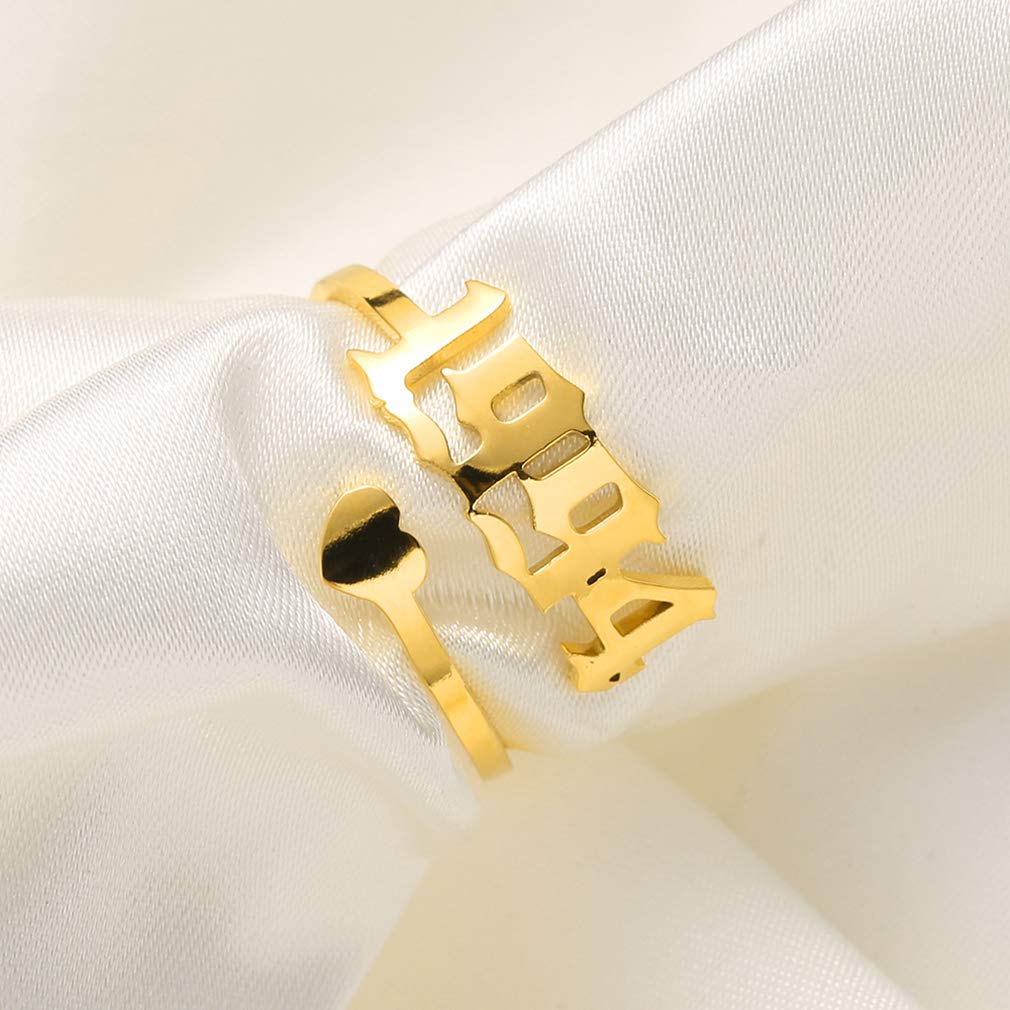 SKQIR Adjustable Open Year Ring for Women - Initial & Birth Year Promise Ring, Engagement & Wedding Band in Gold/Silver Stainless Steel - Dainty Jewelry Gift for Her | Perfect for Anniversaries, Valentine's Day & Special Occasions