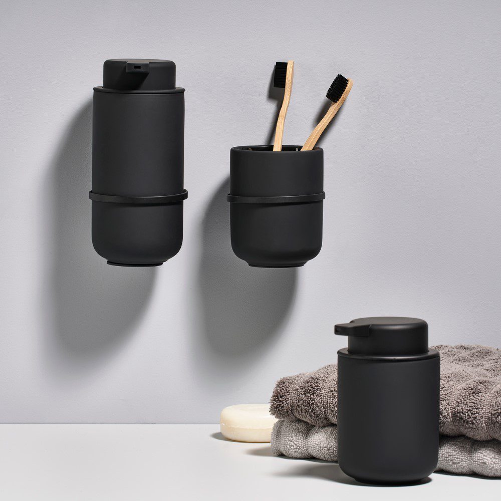 ZONE DENMARK Ume Wall Mount Bracket for Ume Soap Dispenser - Black | Modern Bathroom Organizer for Kitchen, Restroom & Spa