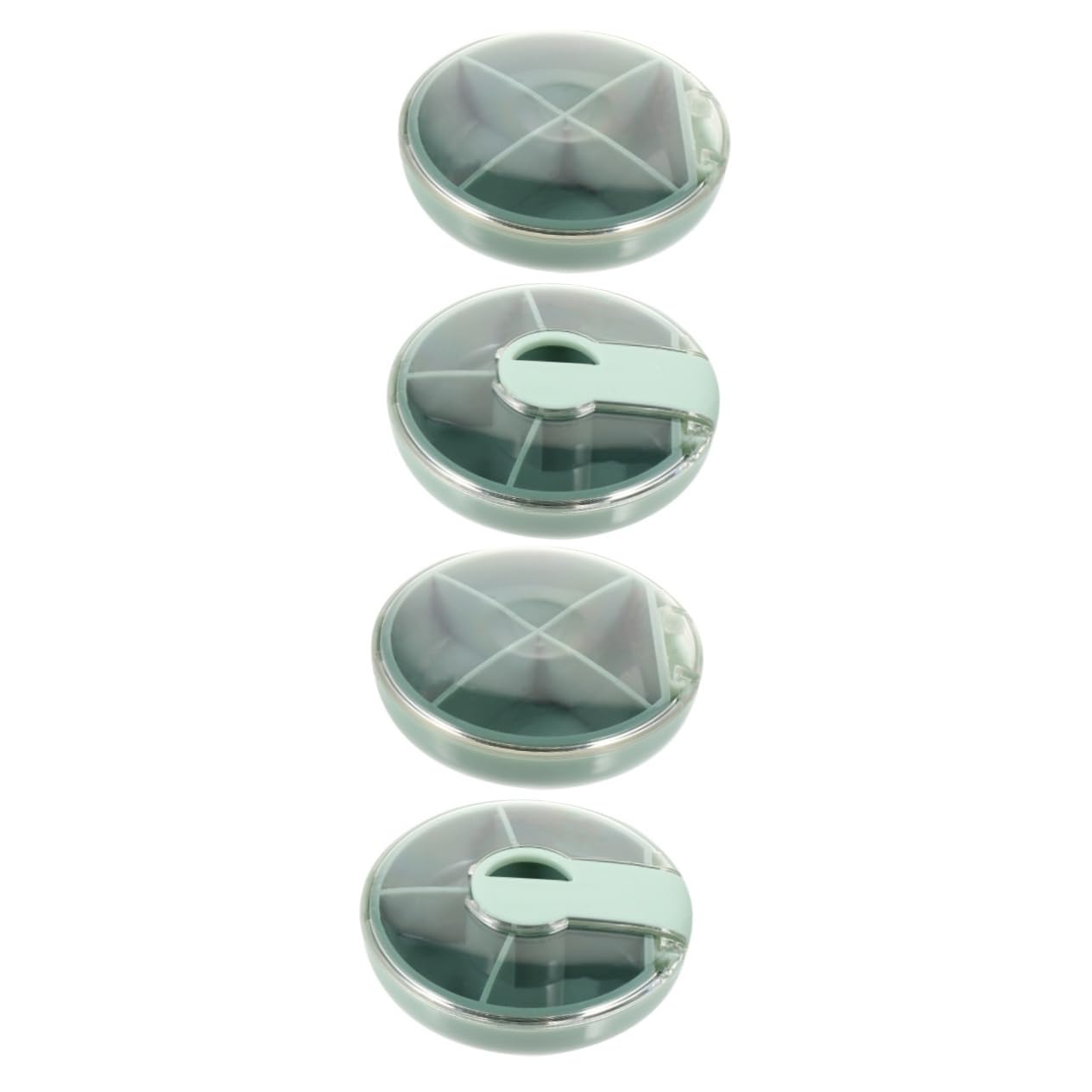 HEALLILY 4-Piece Travel Pill Organizer Set - Round Portable Medicine Box with Pill Cutter & Splitter - Compact Pill Storage Case for Daily Use, Travel, and Emergency - Perfect for Vitamins, Supplements, and Prescription Medications