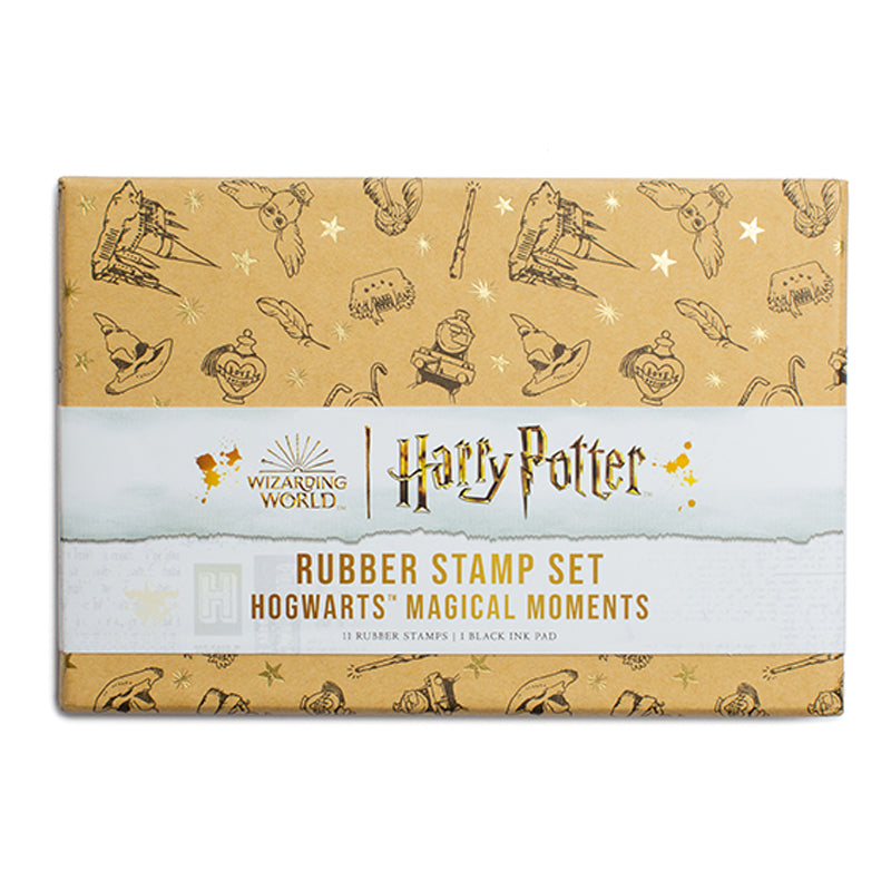 Harry Potter Hogwarts Magical Moments Rubber Stamp Set - 12pcs DIY Scrapbooking Stamps for Journaling, Card Making & Craft Projects (Hogwarts Castle, Golden Snitch, House Crests)