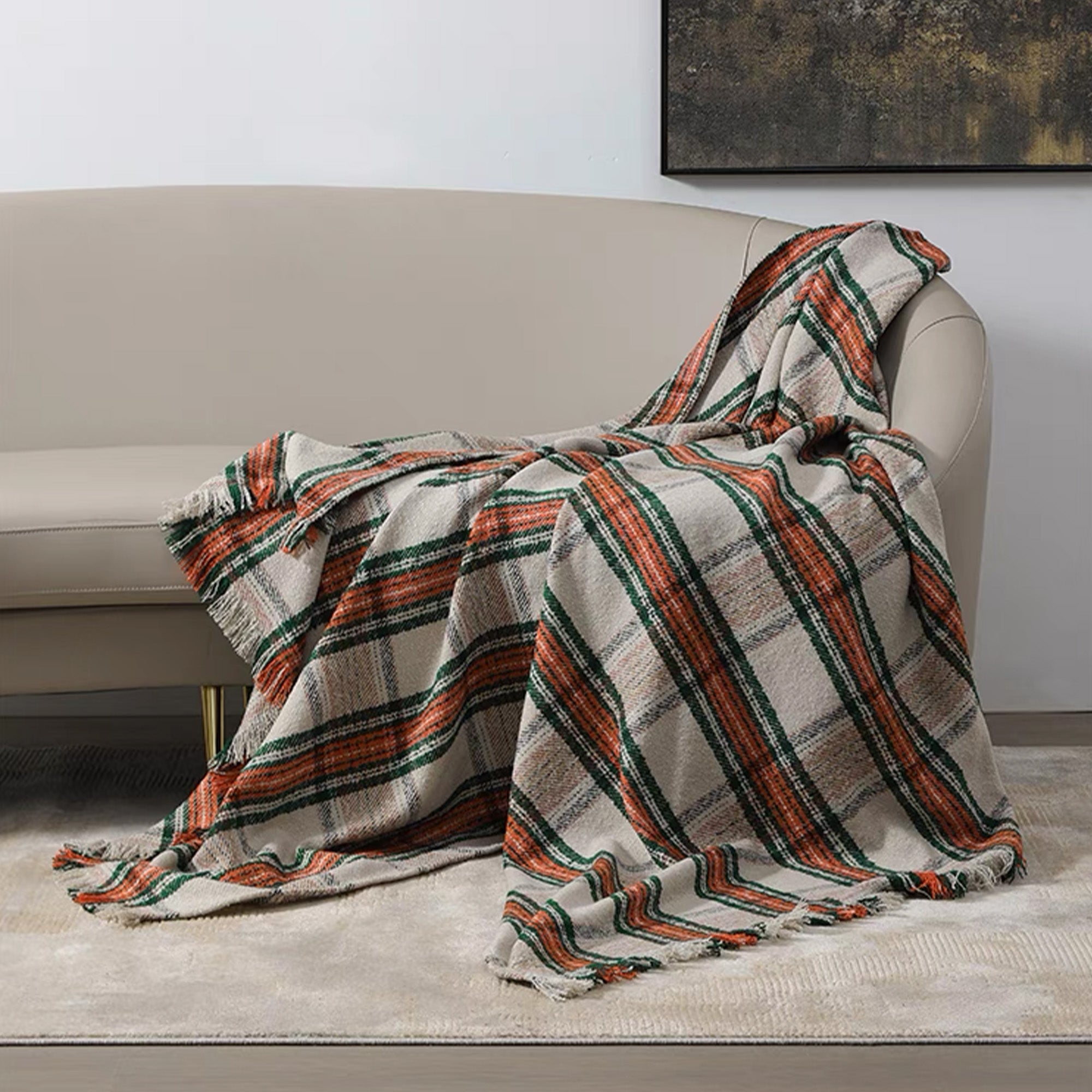 Soft Chenille Rustic Plaid Patterned Throw Blanket - Cozy Warm Fleece Blanket for Couch, Bed & Sofa - Perfect for Winter, Camping & Home Decor