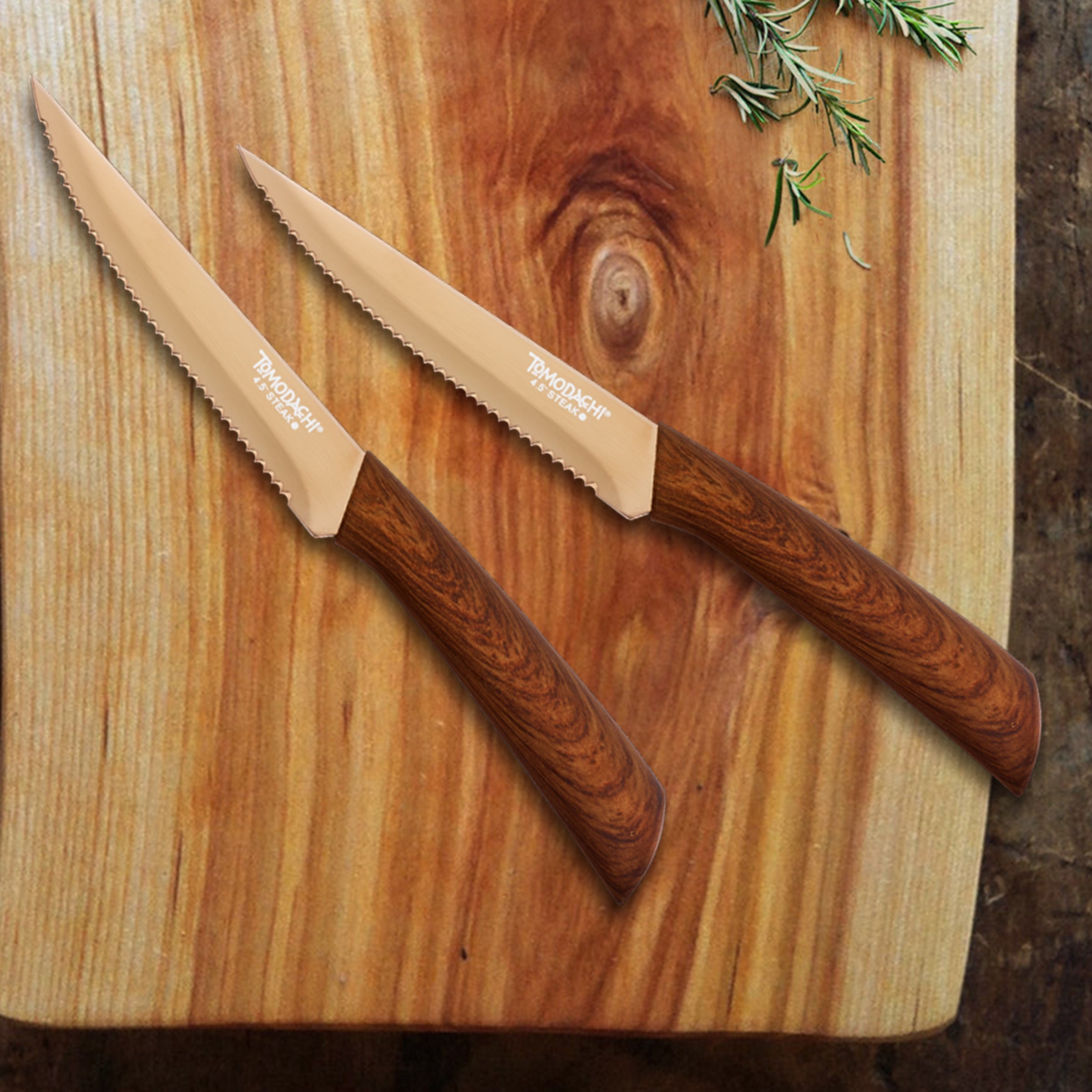 Premium Raintree Steak Knives Set of 4 - Sharp Stainless Steel Blades with Ergonomic Handles - Perfect for Steak Dinners, BBQ Parties & Fine Dining