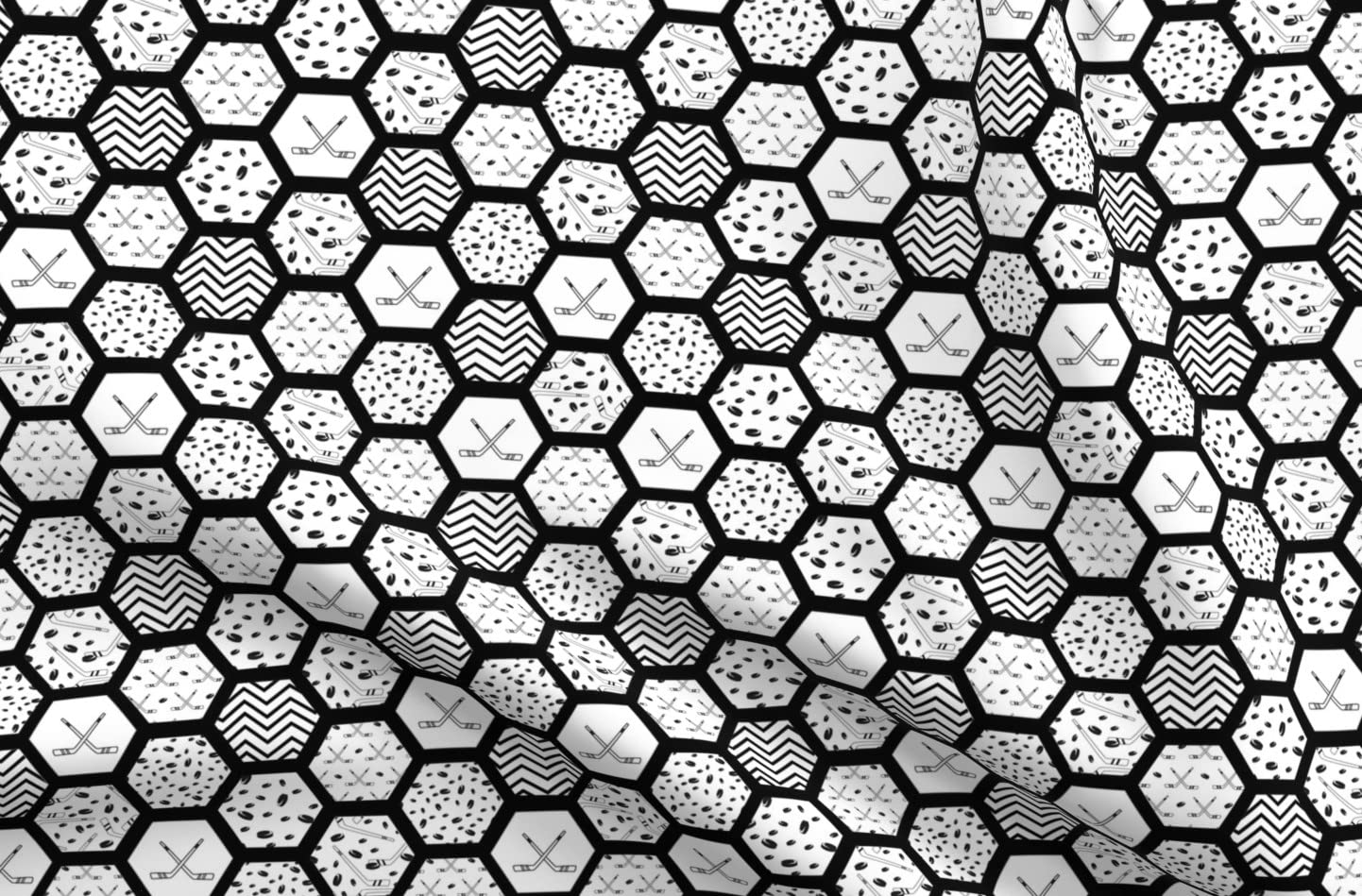 Hockey Sports Hexagon Quilt Topper - Printed Minky Fabric Fat Quarter for Baby Blankets, Quilt Backing & Sewing Projects - Soft Plush Wholecloth Cheater Quilt Patchwork - Perfect for Nursery Decor, DIY Crafts & Cozy Home Textiles