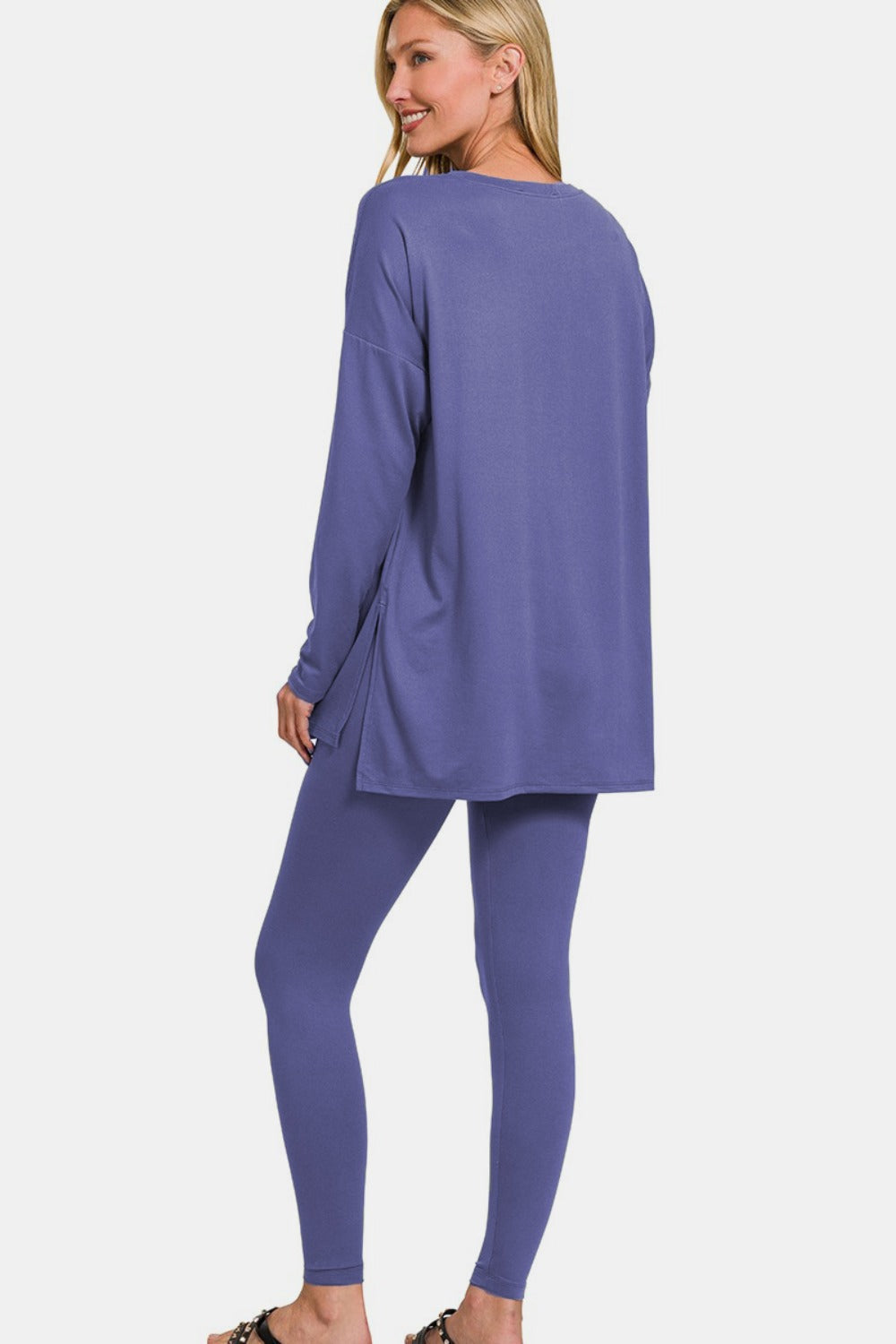 Soft Brushed Microfiber Full Size Lounge Set - Top & Leggings for Women | Cozy Home Wear, Yoga, and Relaxation