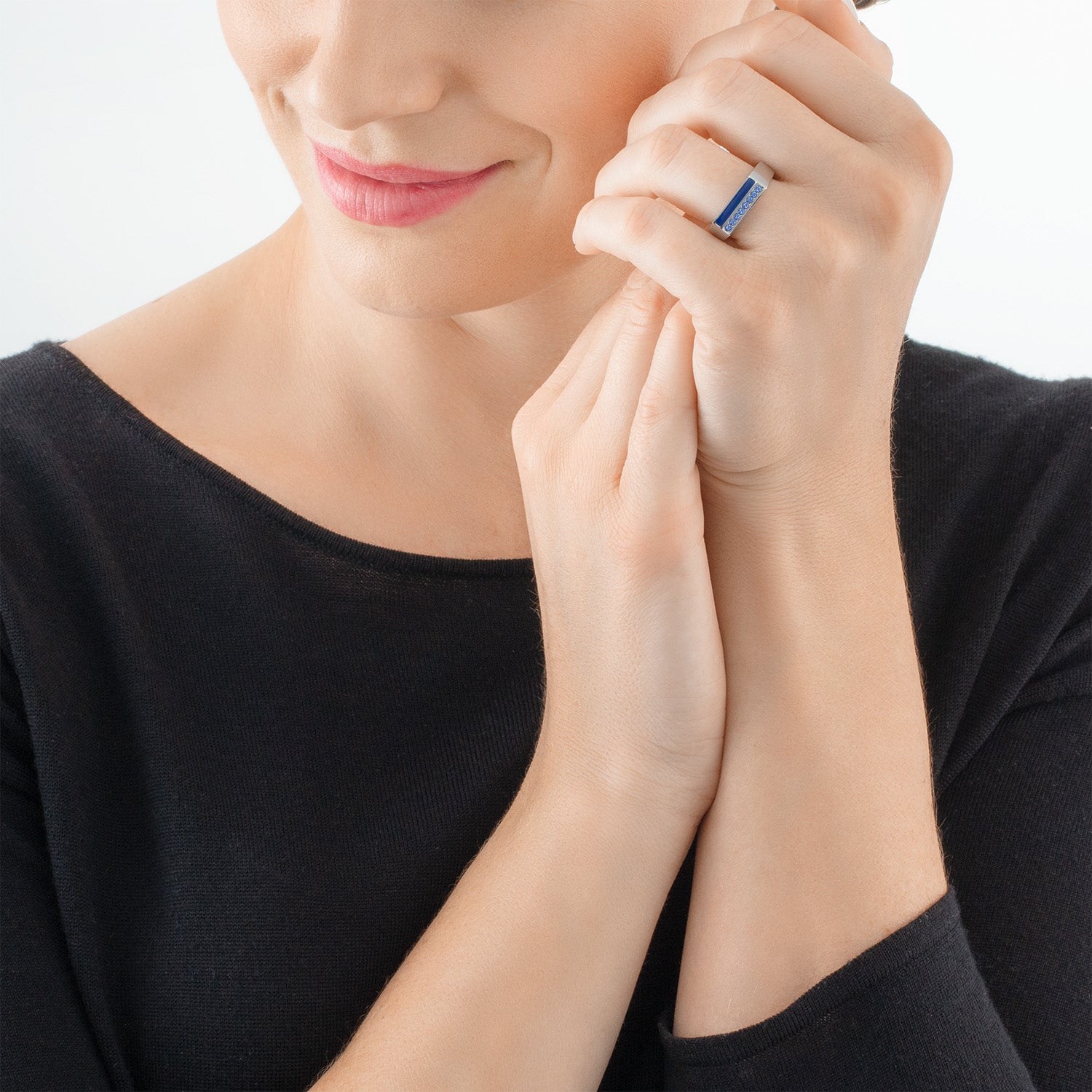 Elegant Square Striped Ring in Silver & Blue - Perfect for Casual Wear, Parties, and Everyday Fashion Accessories