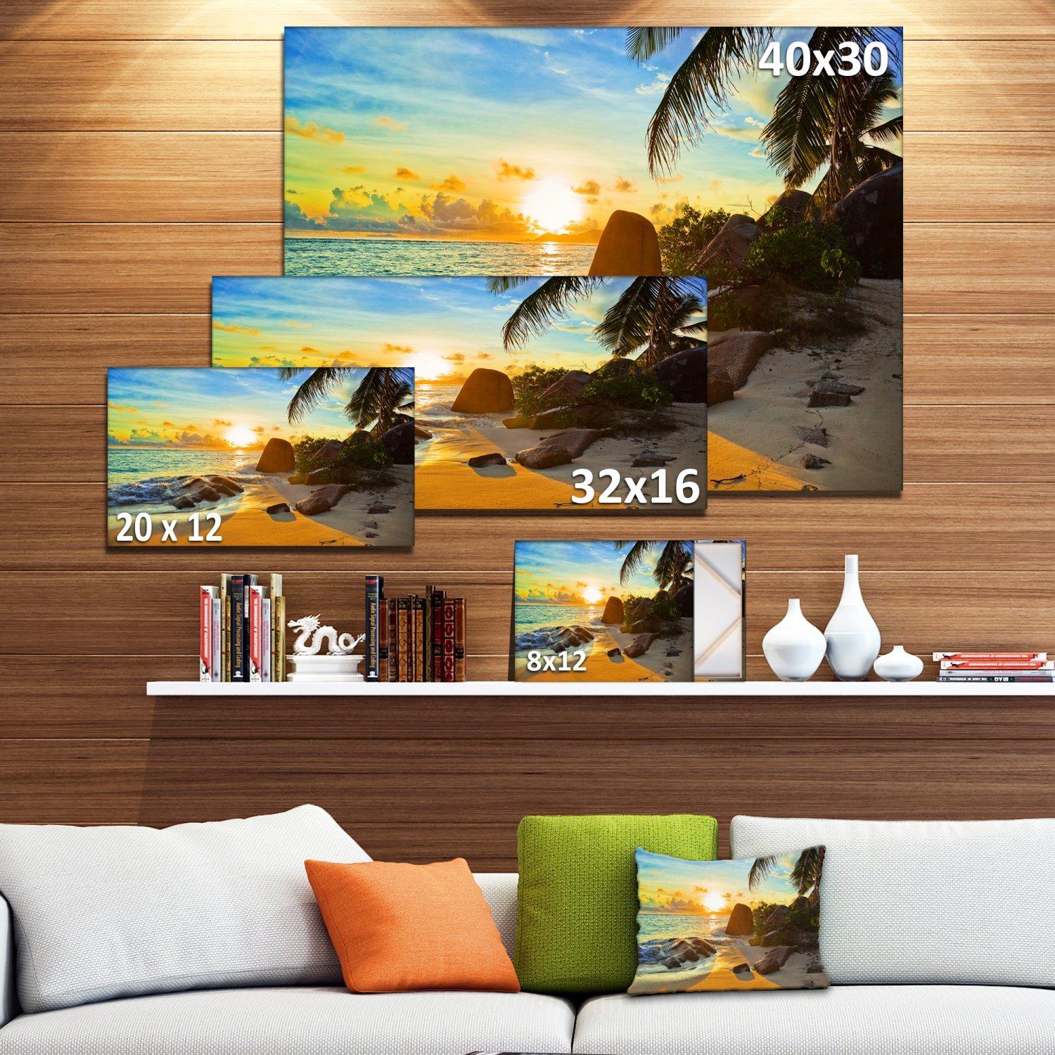 Stunning Tropical Beach Sunset Landscape Photography Canvas Print - Perfect for Living Room, Bedroom & Office Wall Decor