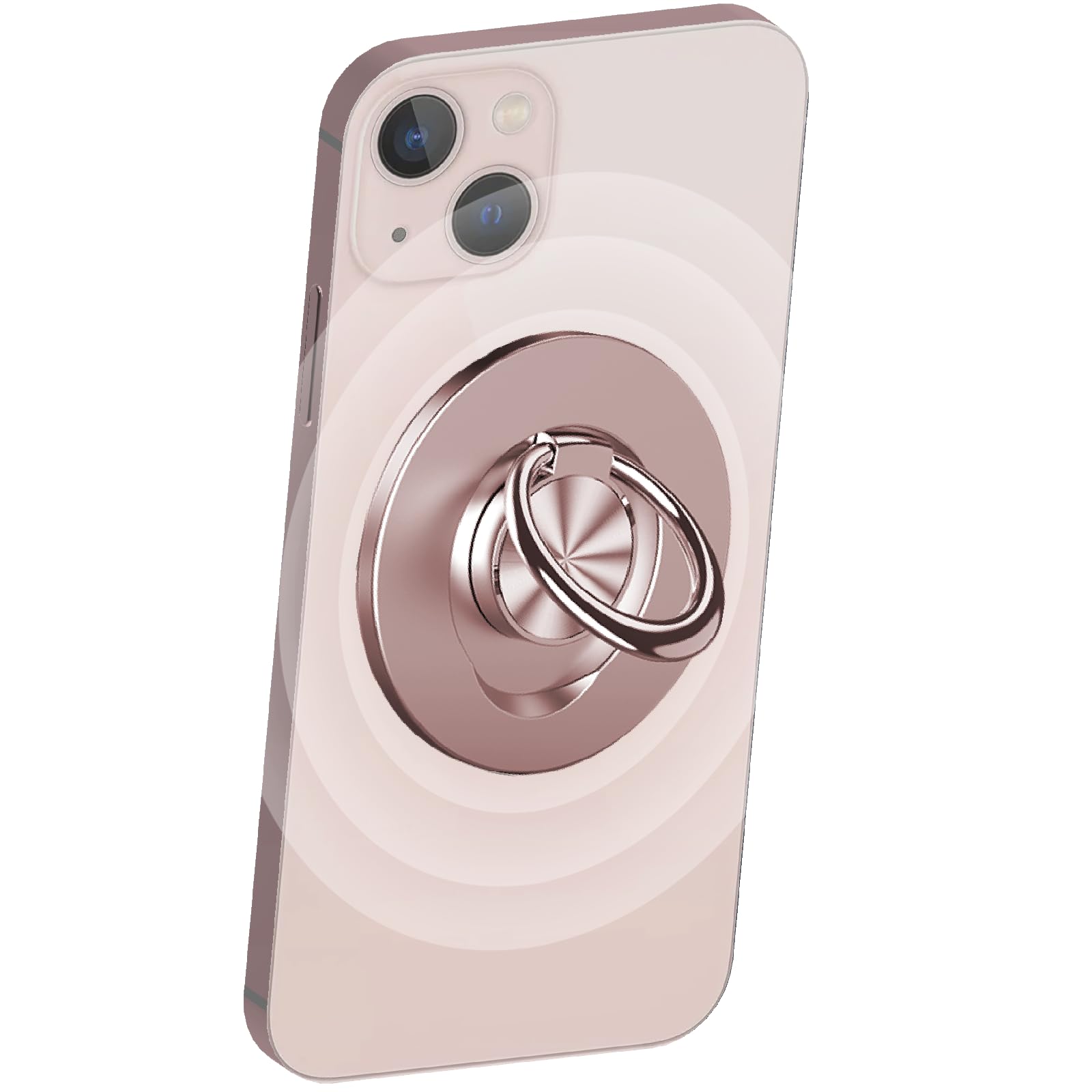Magnetic Phone Ring Holder for iPhone 12/13/14/15 Pro Max Mini - Magsafe Compatible Removable Finger Loop Grip with Wireless Charging Support (Pink) | Perfect for One-Hand Use, Gym Workouts, and Driving Safety