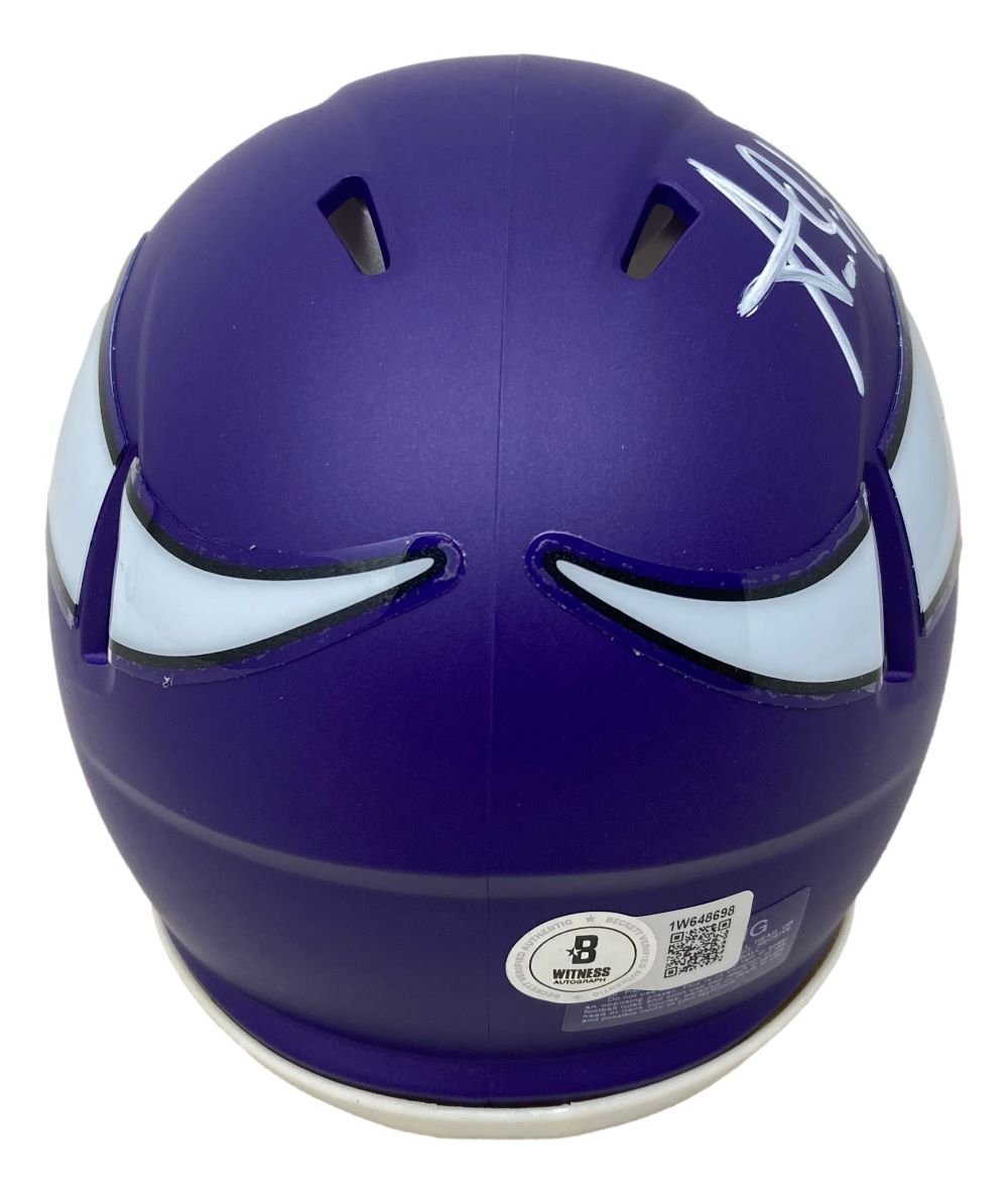Aaron Jones Autographed Minnesota Vikings Mini Speed Helmet with BAS ITP COA - Perfect for NFL Fans, Collectors & Game Room Decor