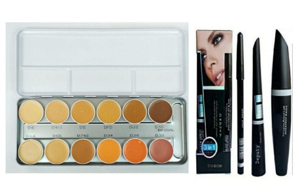 Prefetto COSMO 12 Color Cream Foundation Palette with 3-in-1 Mascara, Eyeliner & Eyebrow Pencil Set - Professional Makeup Kit for Contouring, Highlighting & Full Face Coverage | Perfect for Bridal, Photo Shoots & Everyday Glam
