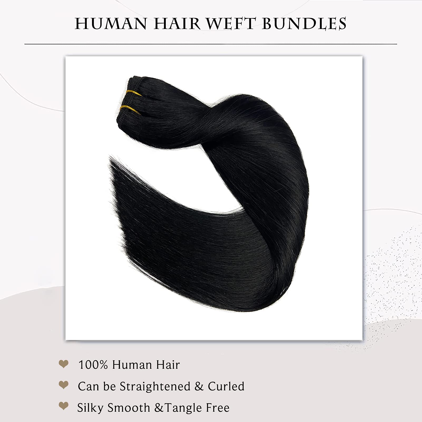 Jet Black Human Hair Extensions 20Inch 100G - Sew in Weft for Women, Perfect for Styling & Volume