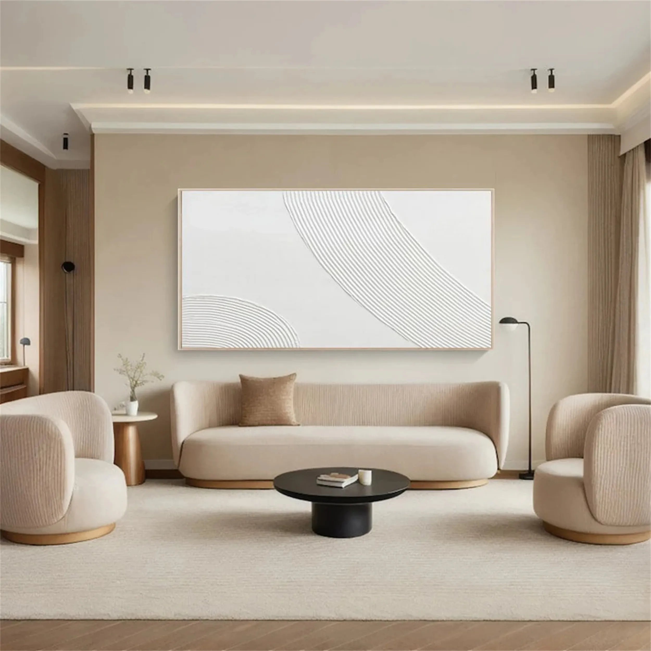 White Minimalist Textured Painting Canvas #MM204 - Premium Abstract Wall Art for Modern Home & Office Decor