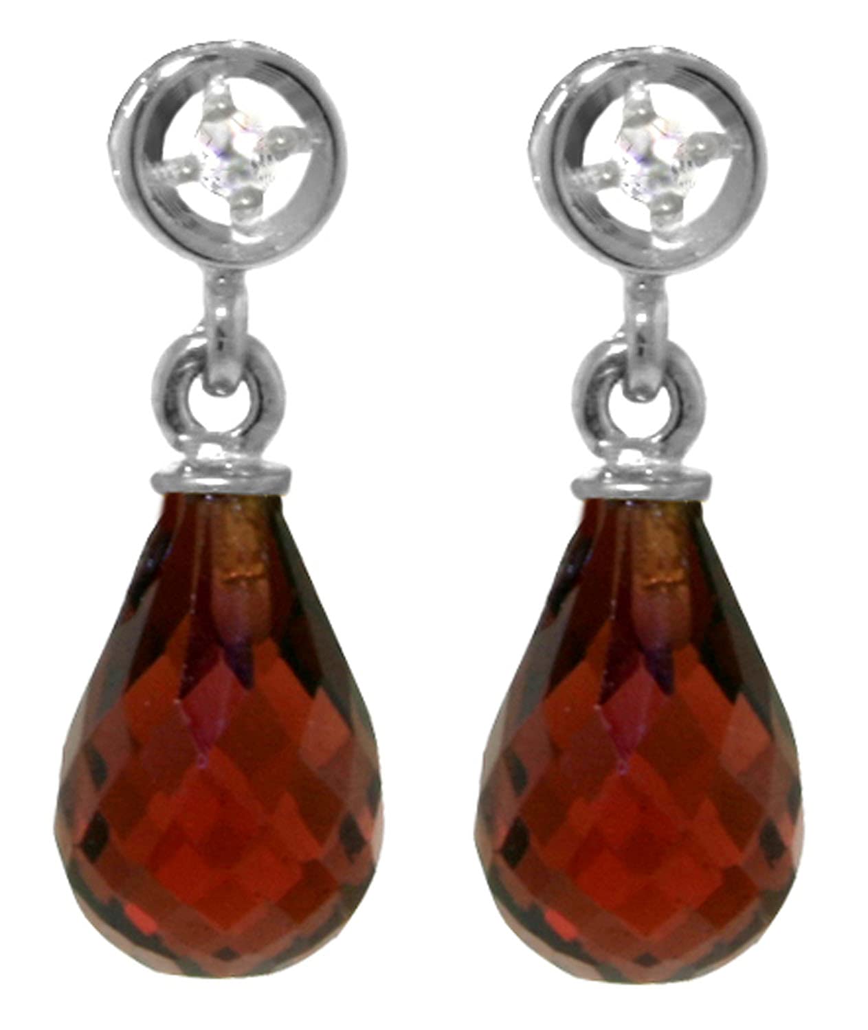 14k Solid Gold Earrings with Diamonds & Garnets - GG Galaxy Gold Jewelry for Women | Perfect for Weddings, Anniversaries & Special Occasions