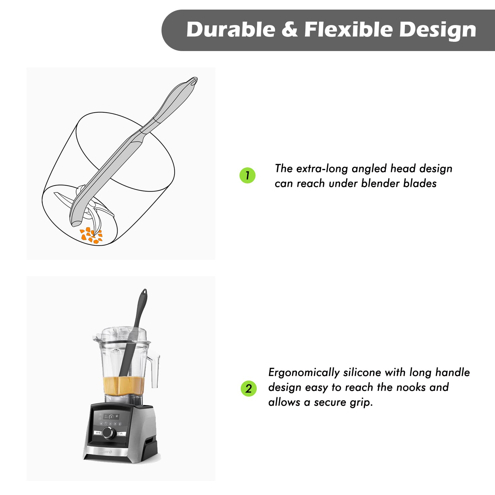 **Premium Silicone Blender Spatula - Slim Blade Scraper for Vitamix Blenders - Safe & Flexible Kitchen Tool for Smoothies, Sauces & Nut Butters**