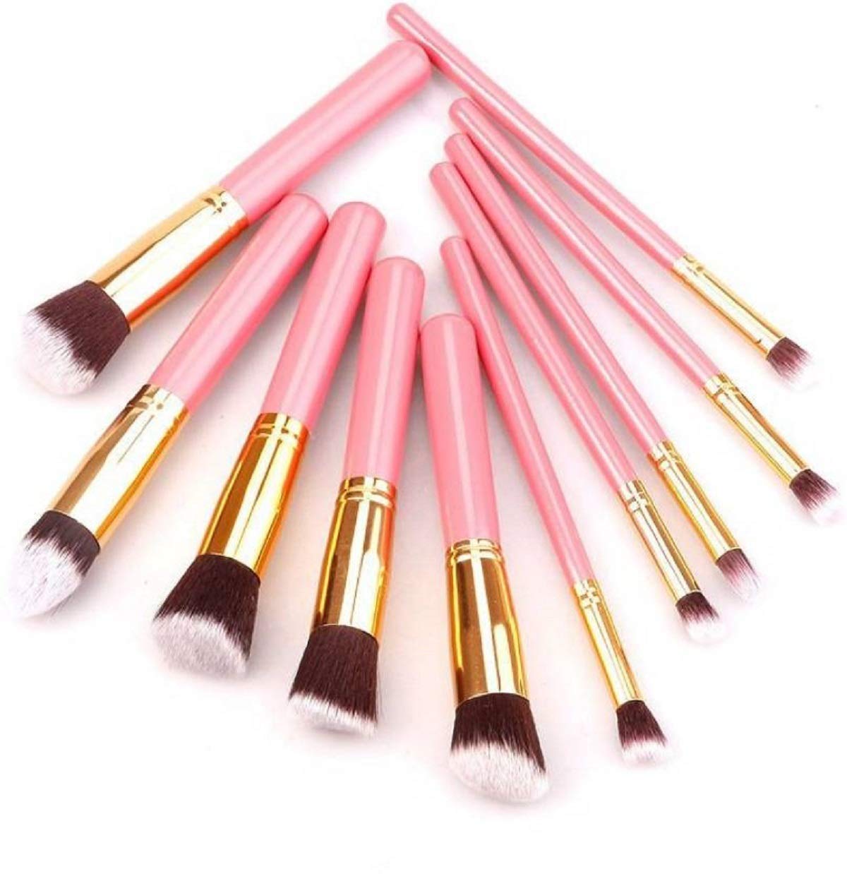 Glowhouse 10-Piece Professional Makeup Brush Set - Eyeshadow Brush, Blush Brush, Concealer Brush & Powder Brush (Pink) - Perfect for Makeup Artists & Beginners for Daily Beauty Routine