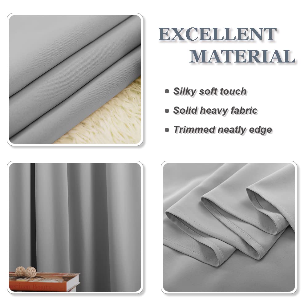 PONY DANCE Blackout Curtains for Bedroom & Living Room - Noise Reducing Thermal Insulated Room Darkening Window Drapes (2 Panels, 55x80 Inches, Silver Grey) - Perfect for Home Theater, Nursery & Light Sleepers