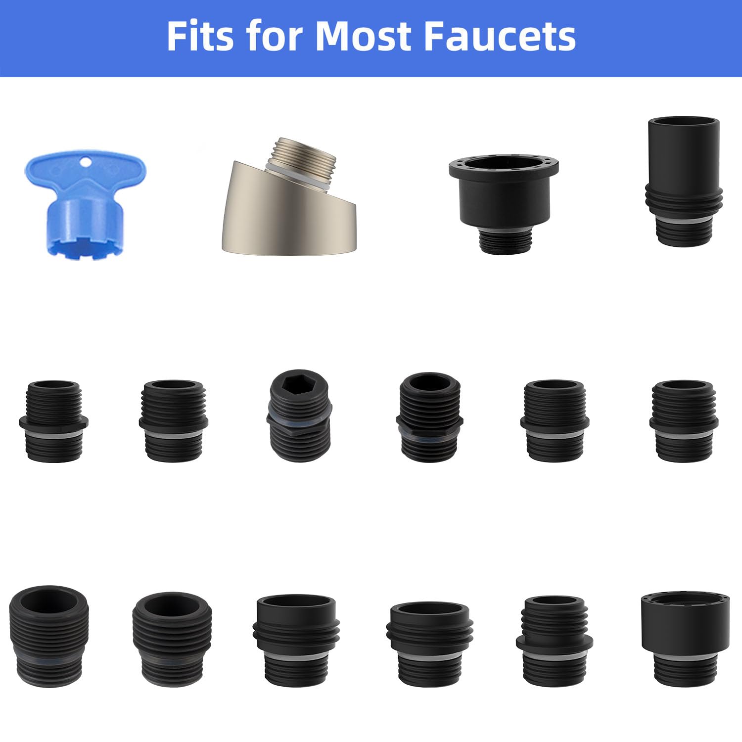 iFealClear Universal Pull Down Kitchen Faucet Head Replacement - 3 Function Anti-Splash Sprayer with 15 Adapters, Brushed Nickel Finish | Perfect for Home Kitchen Sink Upgrade & Easy Installation