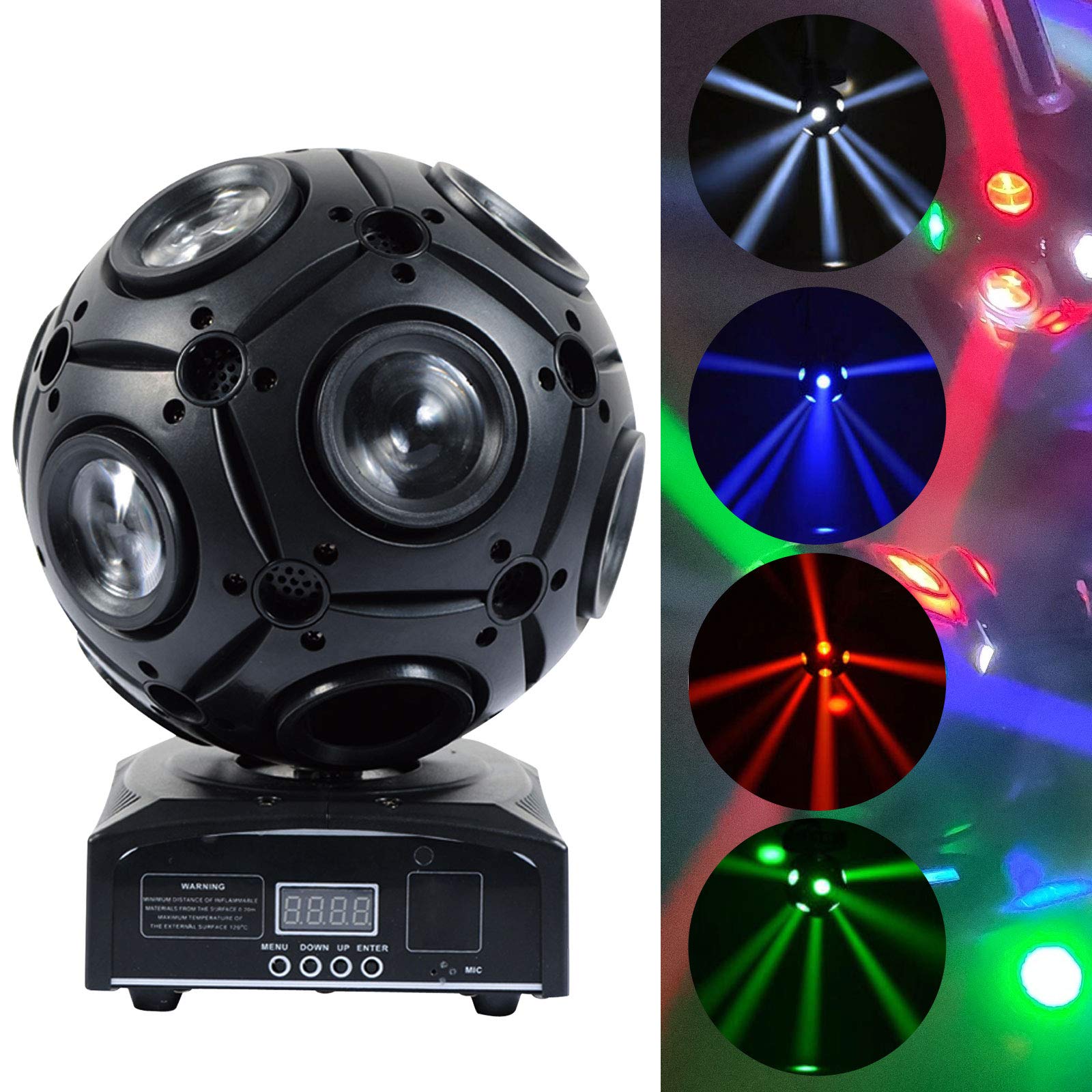 4-in-1 RGB Moving Head Light 120W - Professional DMX Stage Lighting for DJ, Club, Bar, Wedding & Concert - RGBWA+UV Beam Spot with Sound Active Mode for Dynamic Stage Effects