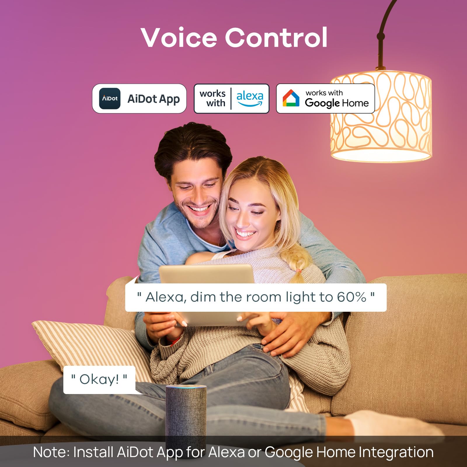 Linkind Smart WiFi Light Bulbs - 6 Pack Color Changing RGBTW LED Bulbs, Works with Alexa & Google Home, A19 E26 Dimmable, No Hub Required, 800 Lumens, 2.4GHz WiFi - Perfect for Bedroom, Living Room & Party Lighting