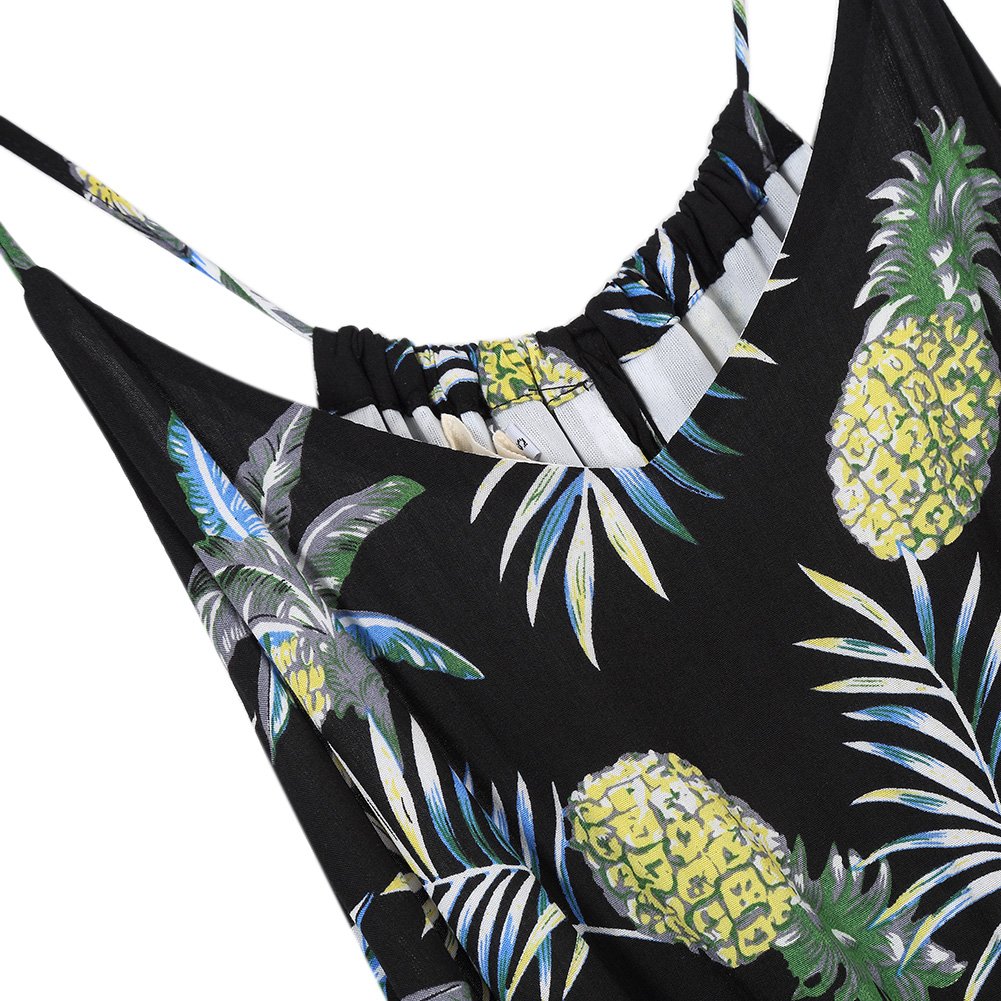 Women's Floral Maxi Dress with V-Neck and Adjustable Straps - Casual Beach Cover Up for Summer Vacations, Pool Parties, and Tropical Getaways