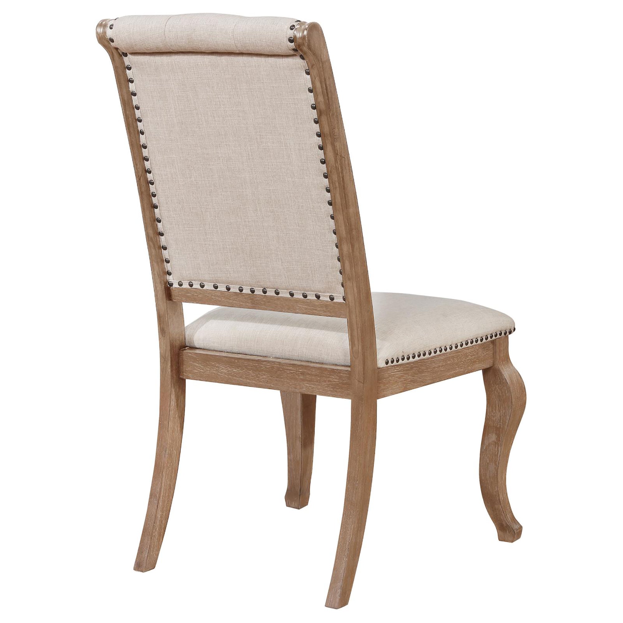Brown Tufted Back Dining Chairs Set of 2 - Cream & Barley Upholstered Kitchen Chairs for Dining Room, Breakfast Nook or Home Office