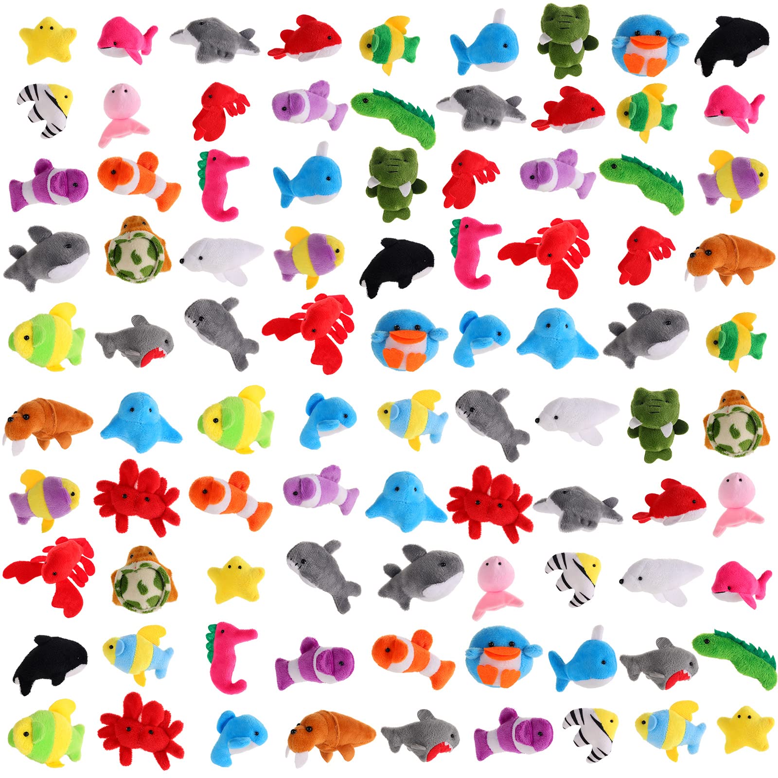 90 Pcs Mini Stuffed Animal Bulk - Cute Small Sea Creature Plush Toys for Kids, Party Favors, Easter Egg Fillers & Keychain Decorations - Perfect for Birthday Parties, Classroom Rewards and Goodie Bags