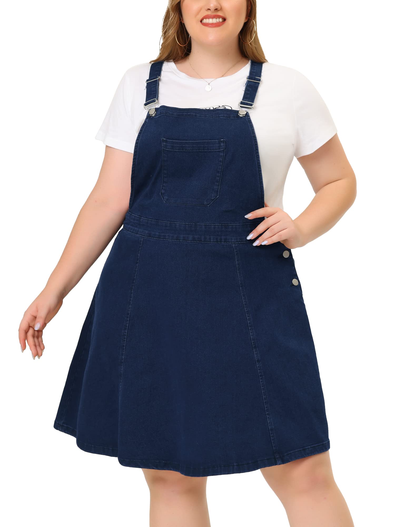Agnes Orinda Plus Size Denim Overalls Dress for Women - Adjustable Strap Jumper Romper with Suspenders | Casual Outfit for Spring, Summer & Fall Fashion