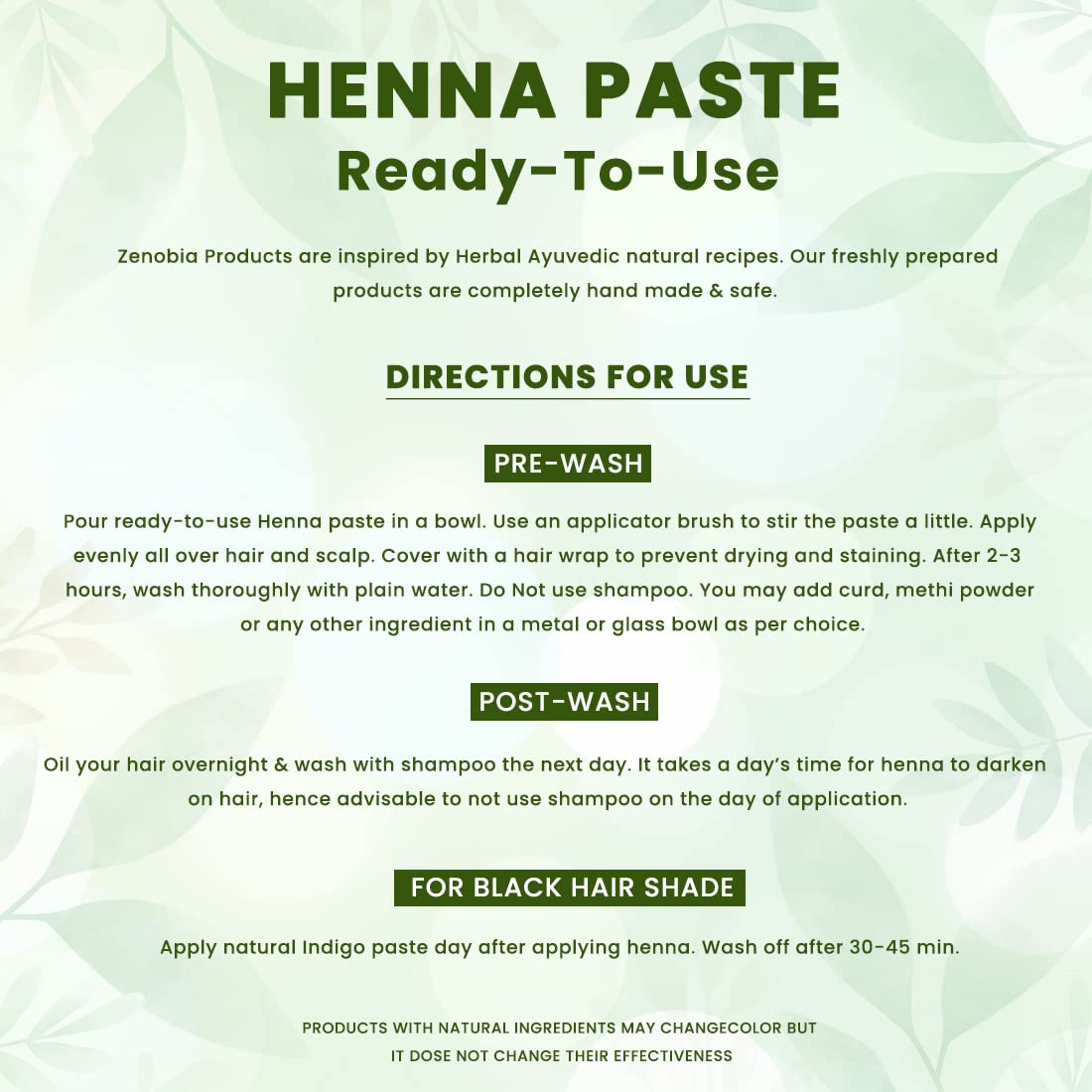 Zenobia Natural Herbal Henna Hair Dye Paste - Chemical-Free, Ready-to-Use Mehendi for Rich Brown Color, Repairs Damage & Reduces Hair Fall (Pack of 1) - Perfect for At-Home Hair Coloring & Natural Hair Care