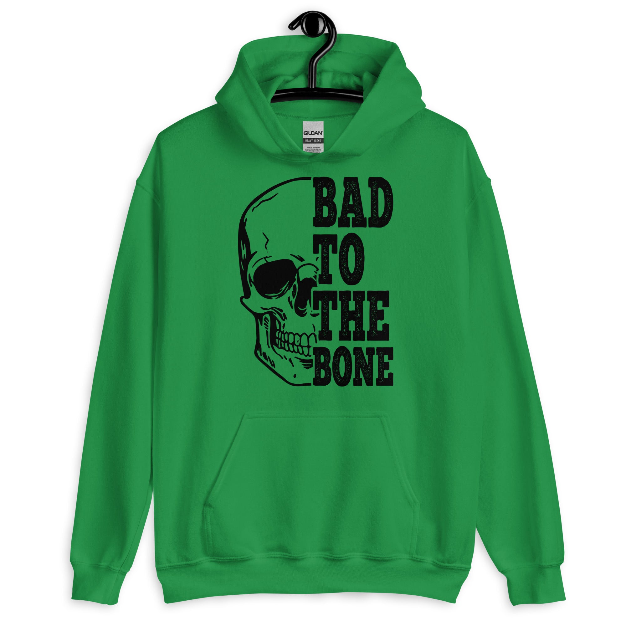 Bad To The Bone Skull Print Hoodie - Men's & Women's Gothic Streetwear Pullover for Halloween, Concerts & Urban Fashion