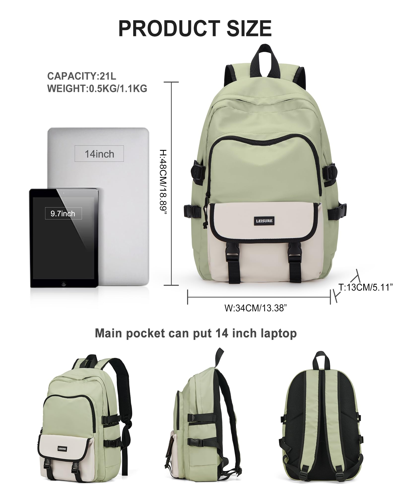 Winspansy Women's Backpack - Waterproof Casual Backpack for Women & Men, Large Sporty Travel Backpack for School, Work, Gym & Outdoor Activities | Stylish Modern Aesthetic Teen Backpack