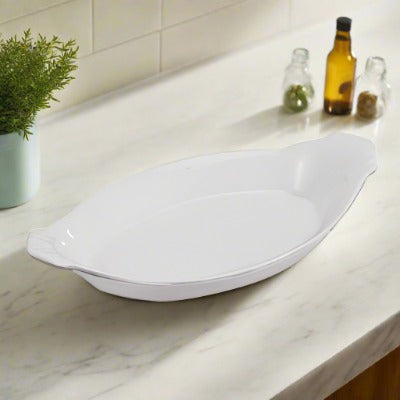Bia 900049X 10-Inch Oval Au Gratin Baking Dish - White Ceramic Casserole Pan for Potatoes, Mac & Cheese, Lasagna - Perfect for Oven, Microwave & Dishwasher Safe