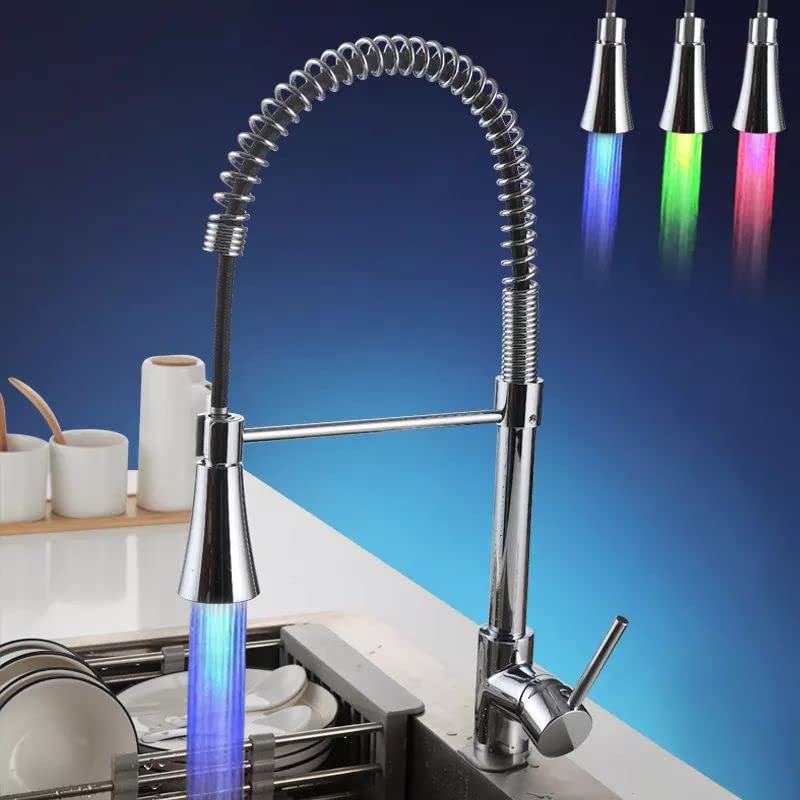 InArt Single Handle Pull Down Kitchen Faucet with 360° Swivel Sprayer - Chrome Finish for Modern Sinks | Multi-Function Spray Head for Washing Dishes & Filling Pots | Ideal for Home Kitchen & Restaurant Use