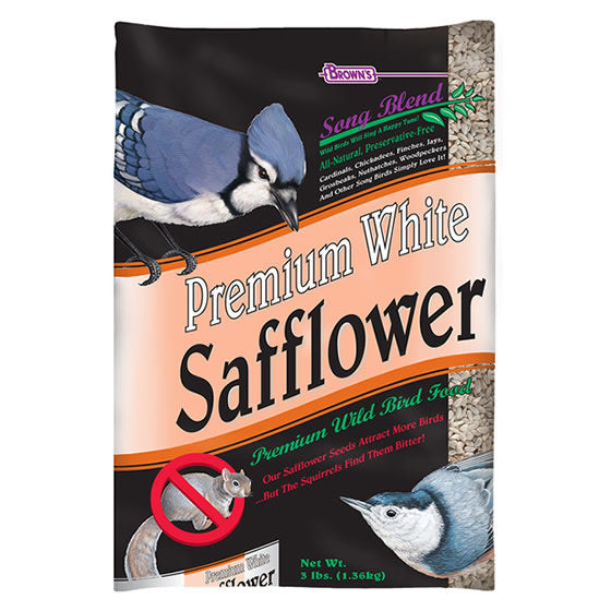 Premium White Safflower Wild Bird Seed for Backyard Birds - 3 lb Bag - Attracts Cardinals, Finches & Woodpeckers - Ideal for Bird Feeders & Wildlife Gardens