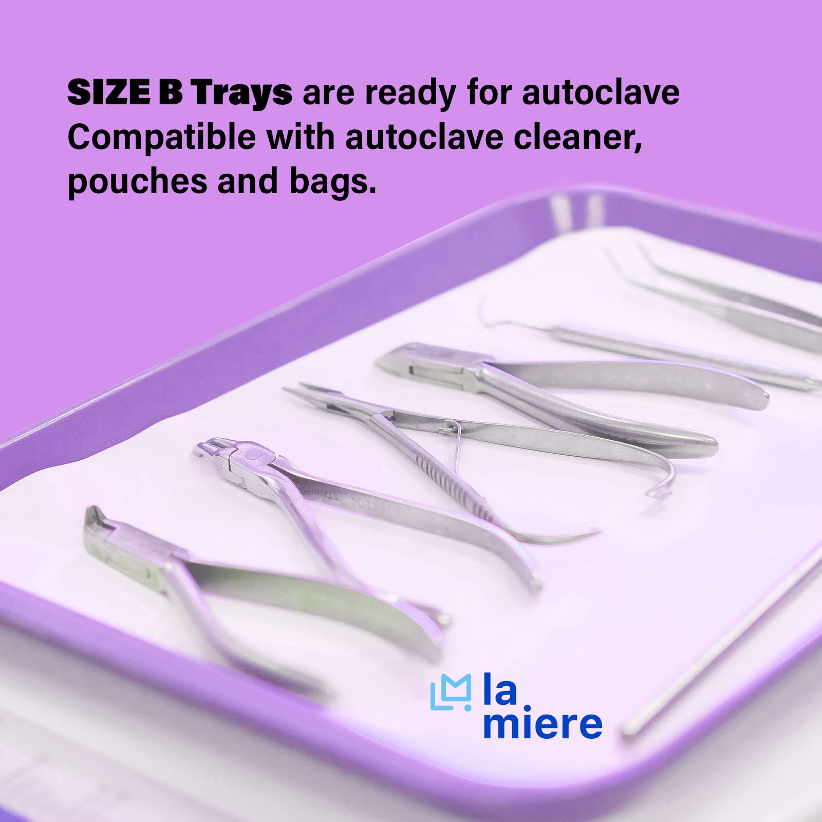8-Piece Autoclavable Dental Procedure Tray Set with Lockable B-Lok Flat Trays - Size B (13.25