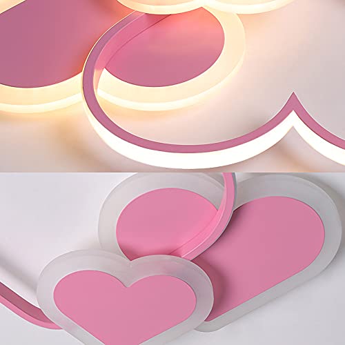 LITFAD Heart-Shaped LED Flush Mount Ceiling Light - Pink Modern Kids Room Lighting for Bedroom & Nursery, Warm White Light - Perfect for Children's Bedrooms, Playrooms & Daycare Centers