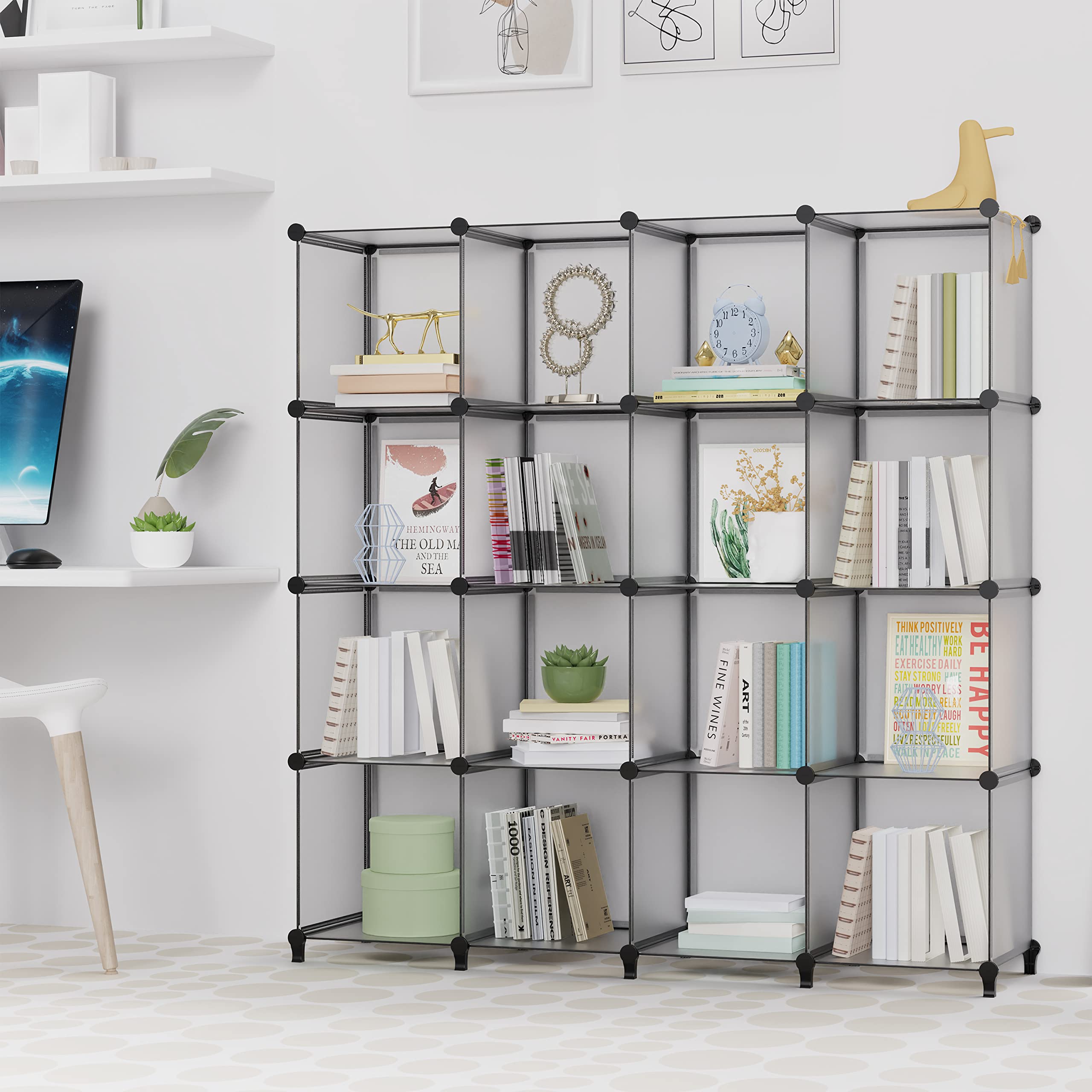 HOMIDEC 16-Cube Bookshelf - 47.2x11.8x47.2 Inch Cube Storage Organizer with Adjustable Shelves for Kids Books, Toys & Home Decor - Perfect for Bedroom, Living Room, Office & Study Room Organization