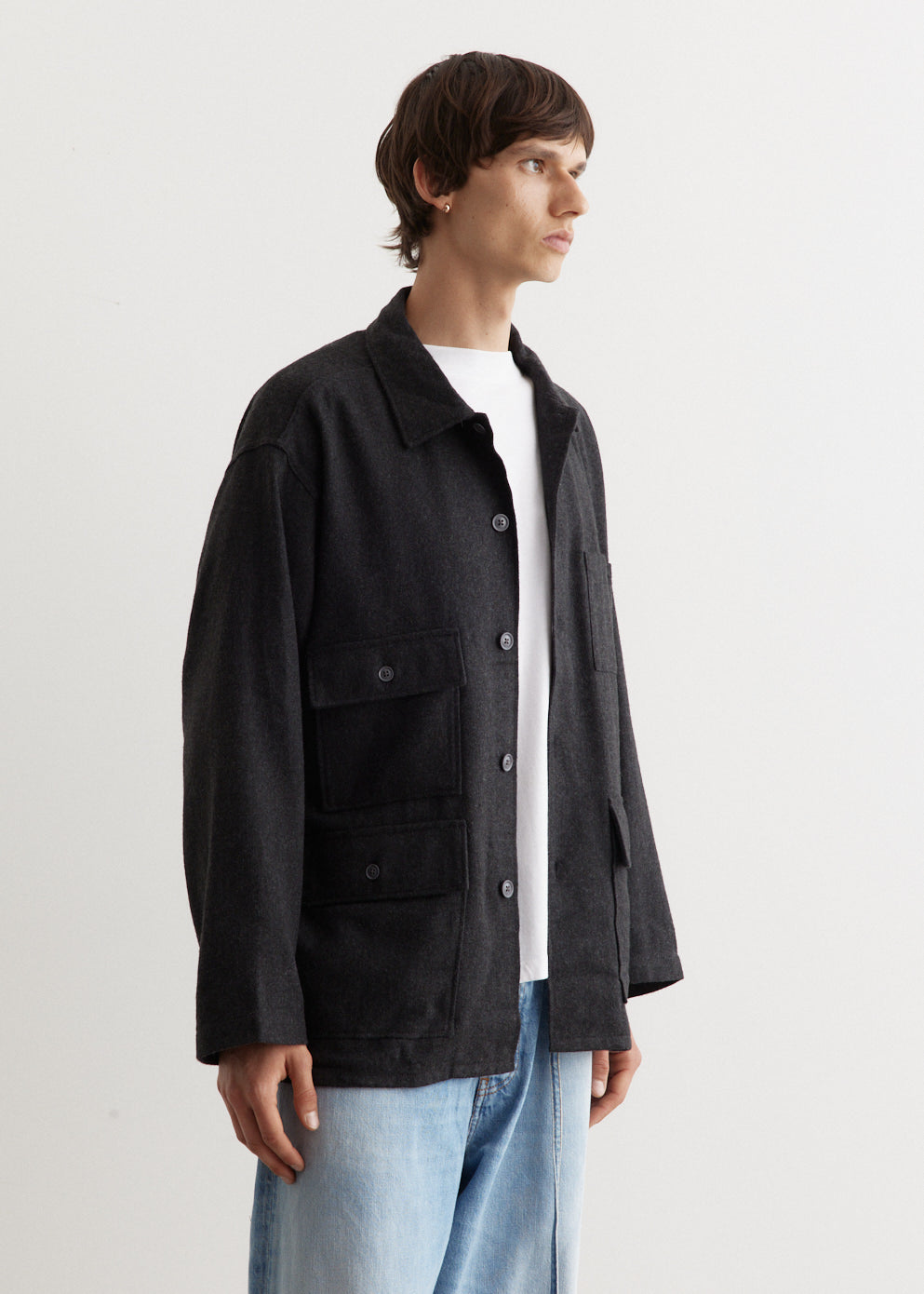 Men's Ba Shirt Jacket - Stylish Gray Outerwear for Casual Wear & Outdoor Adventures (Model 23F1D059)